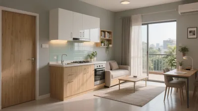 Modern Studio Apartment with Open Kitchen & Living Space