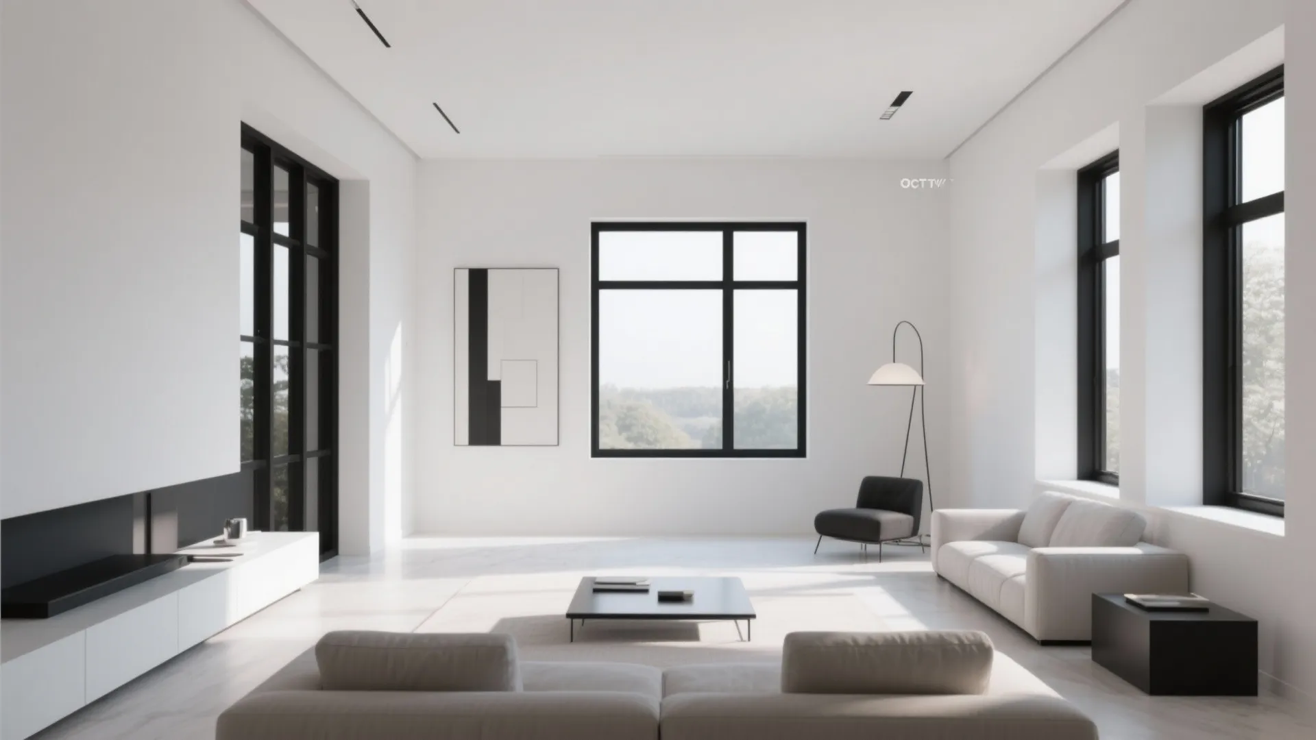 5. White Walls with Black Window Frames