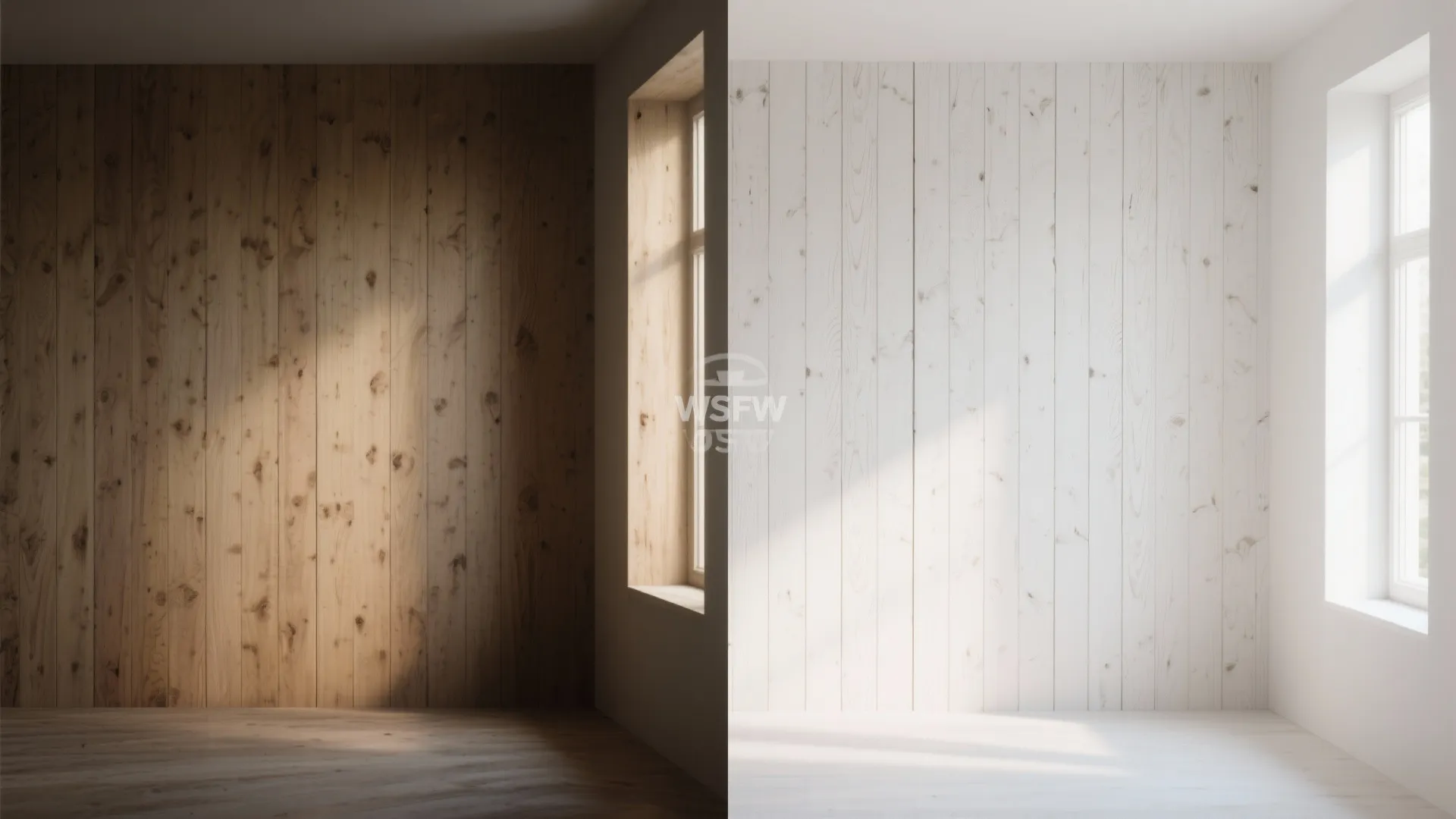 Whitewashed Pine Panels to Boost Light