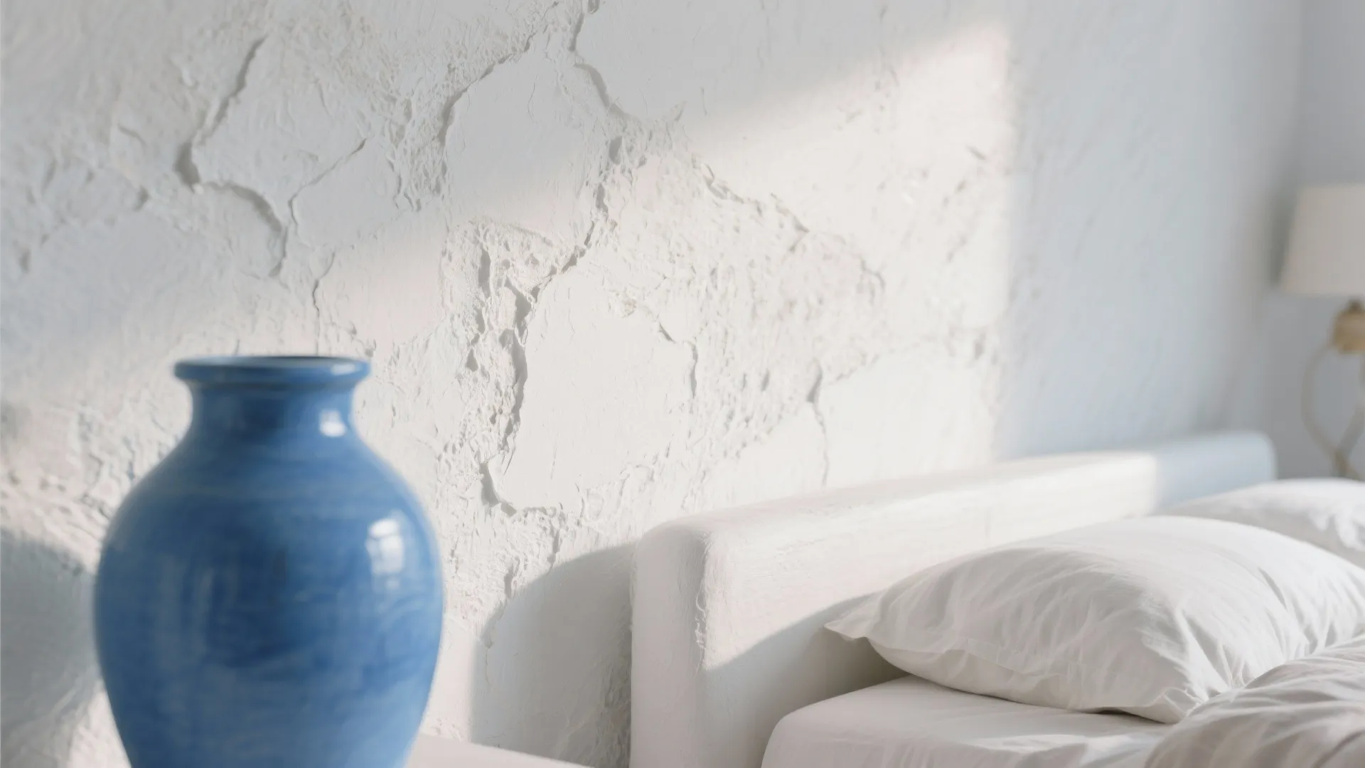 Textured whitewashed wall with soft lighting