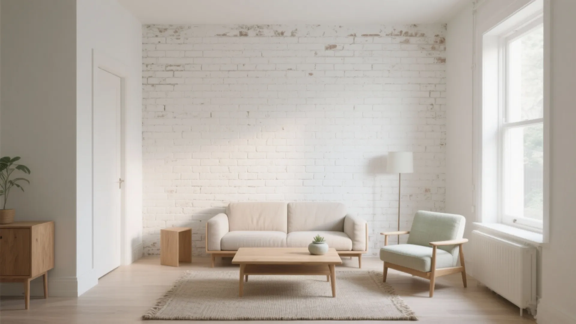 Whitewashed Brick for Airy, Minimalist Calm