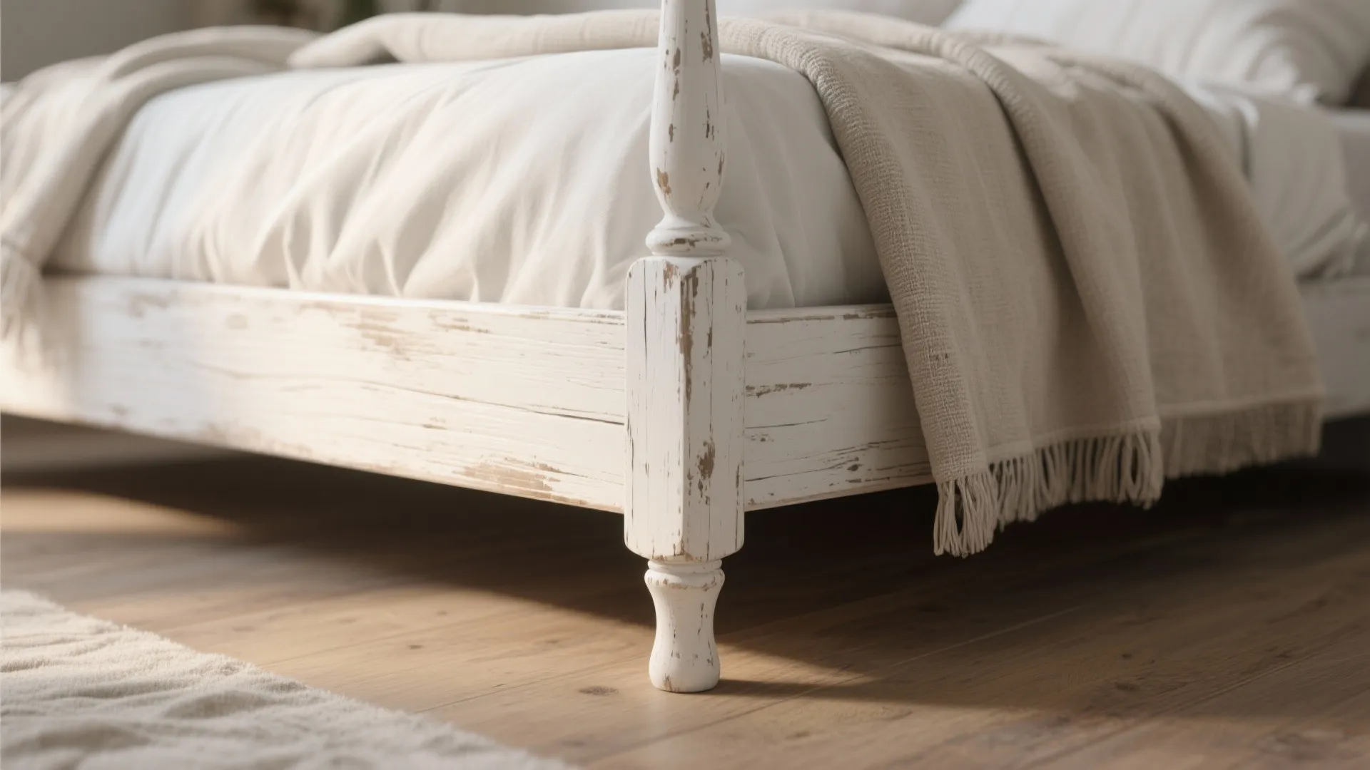 1. Whitewashed Wood Bed Frames