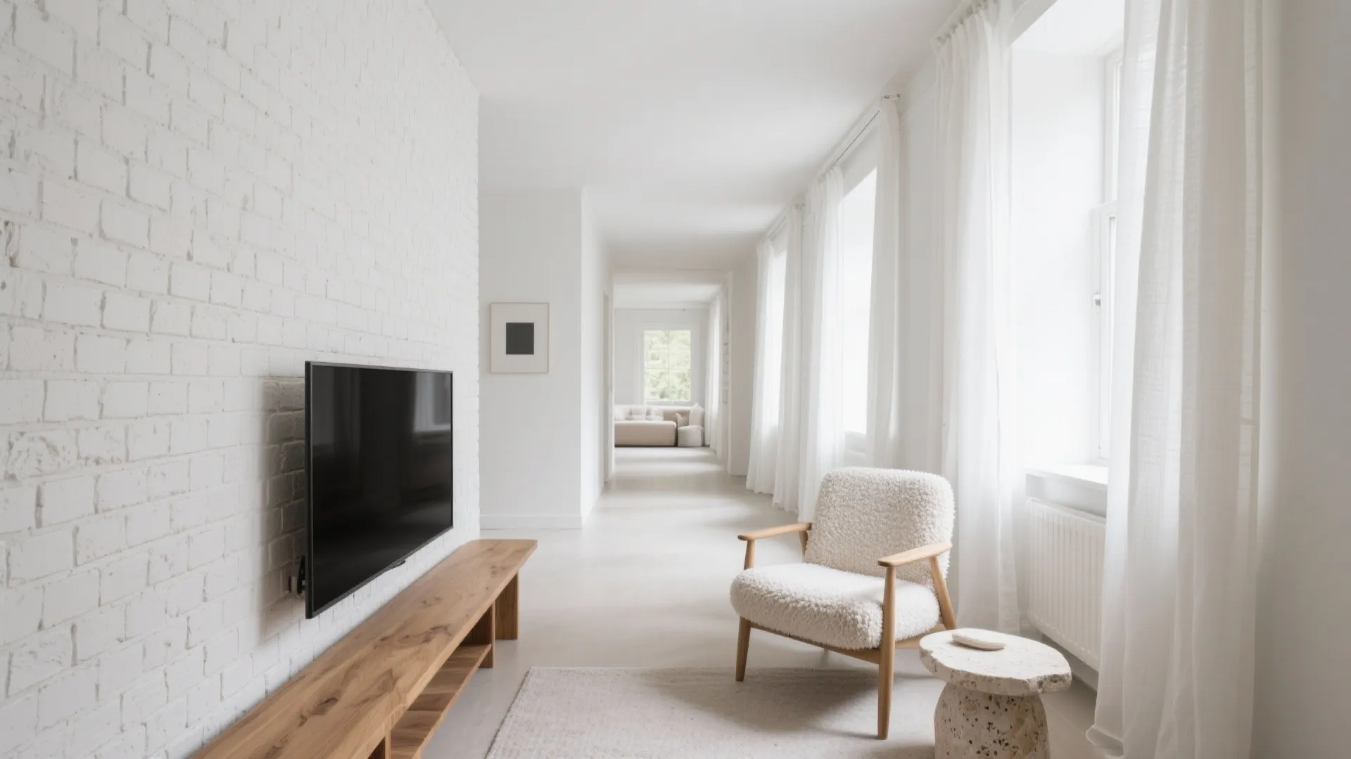 Painted or Whitewashed Brick for Light and Calm