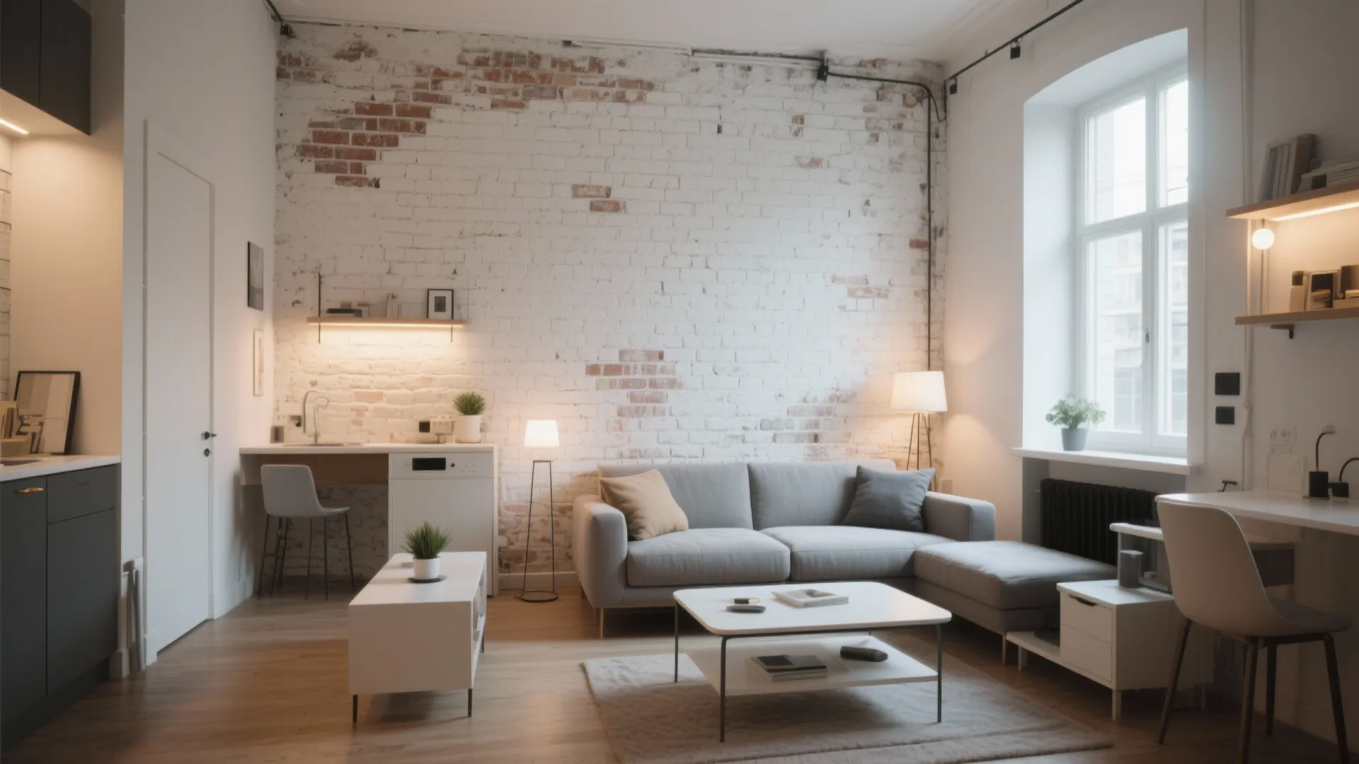 Exposed Brick With Whitewash