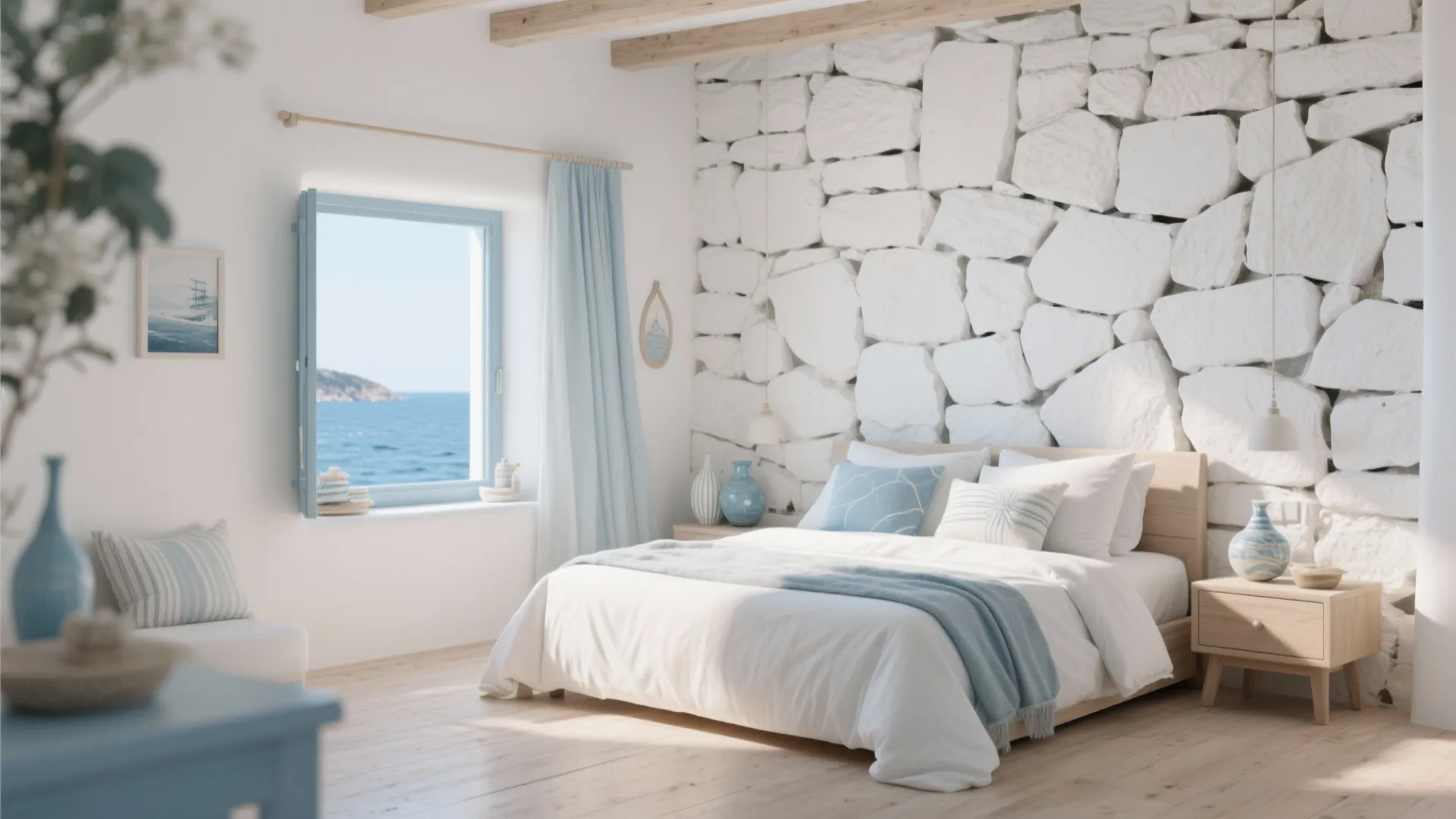 Whitewashed stone wall for a coastal vibe