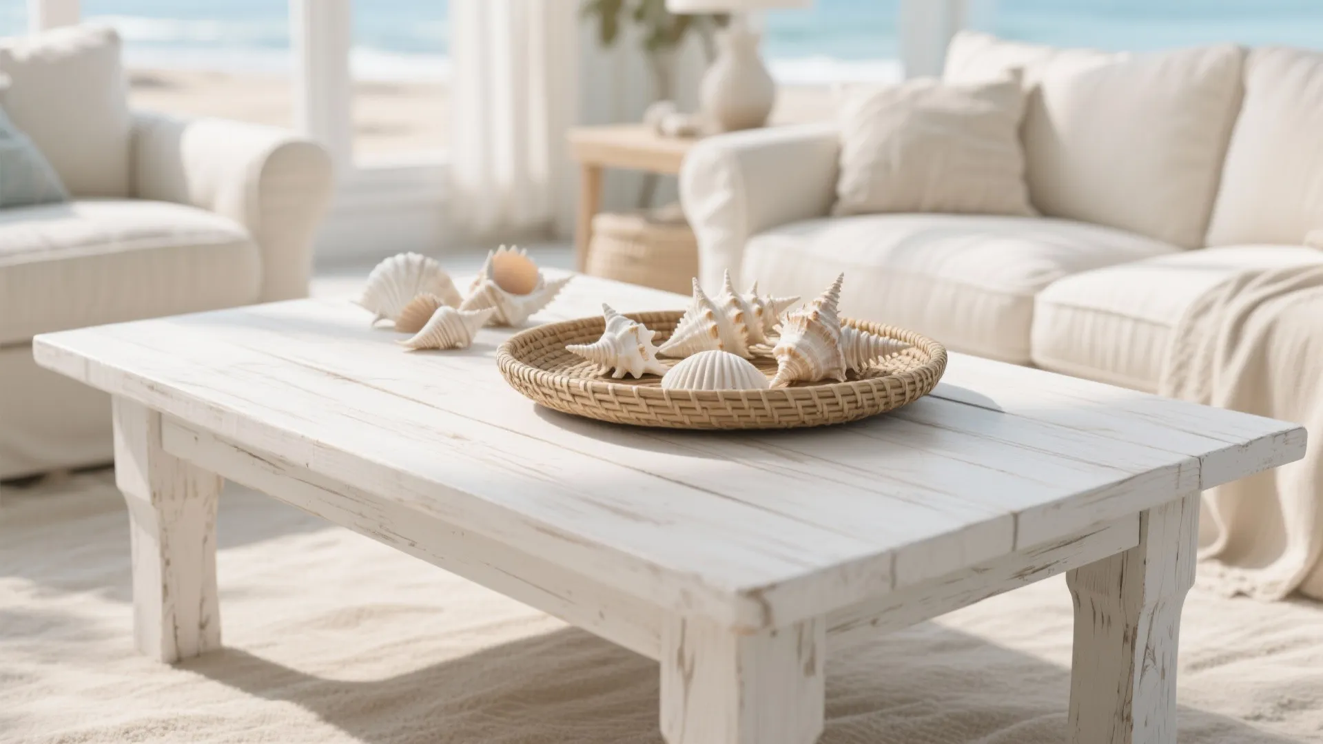 1. Whitewashed Wood Coffee Table