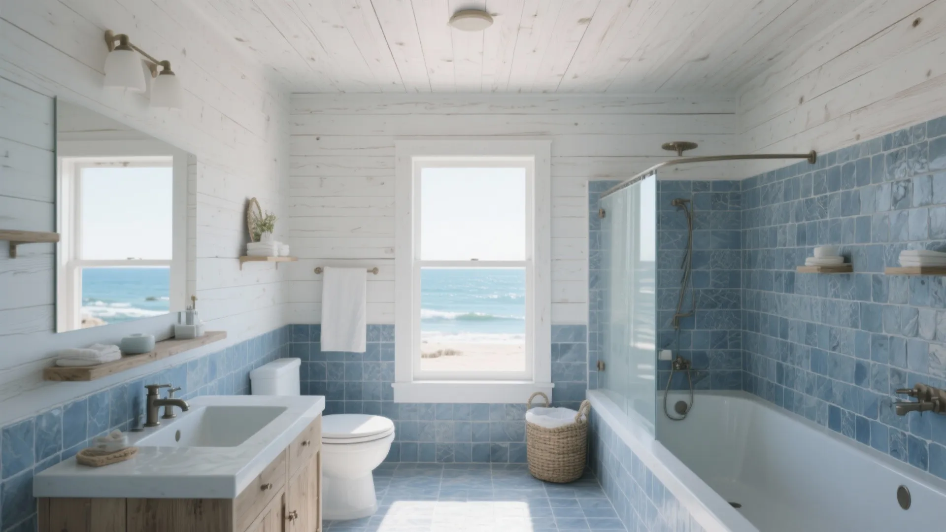 3. Whitewashed Pine for a Coastal Mood