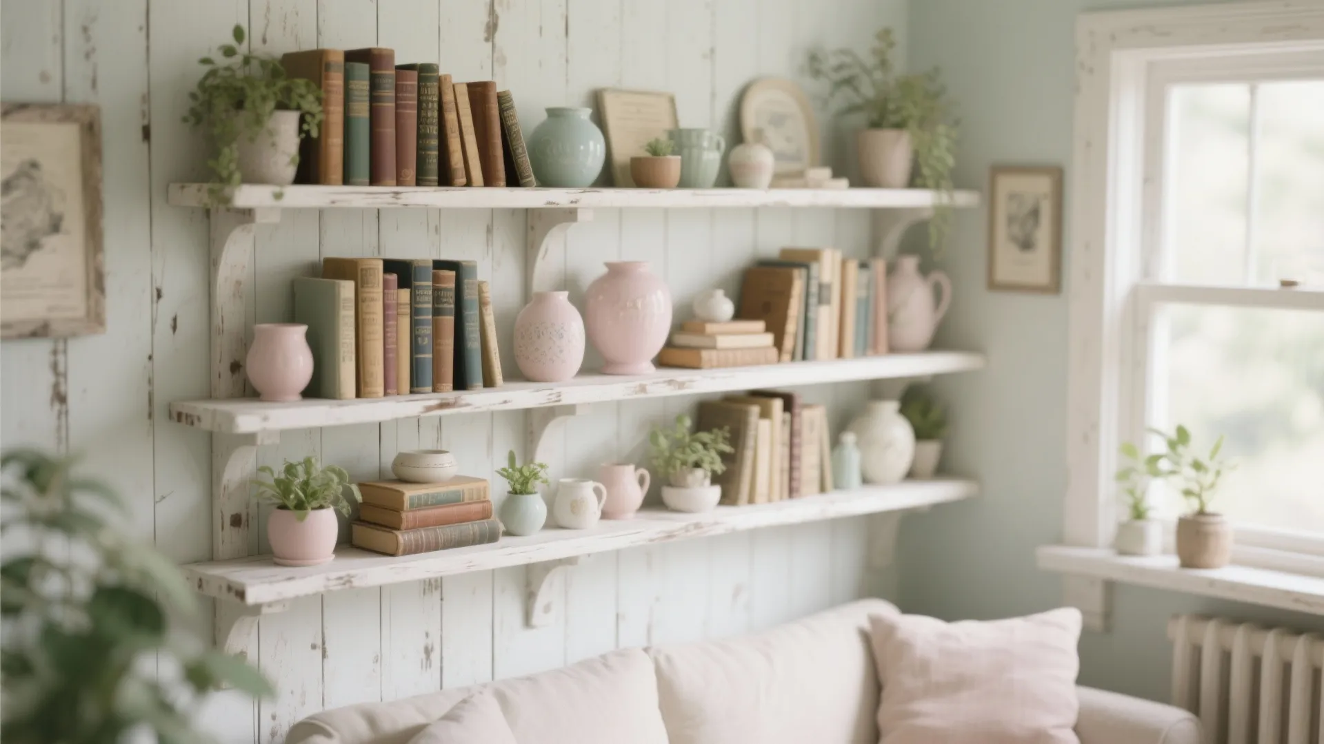 6. Whitewashed Shelving