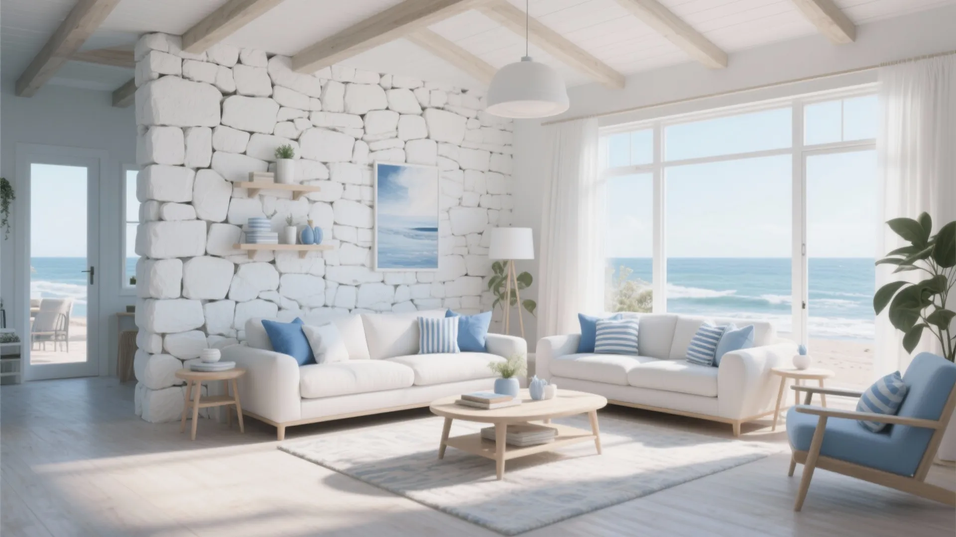 5. Whitewashed Stone Wall