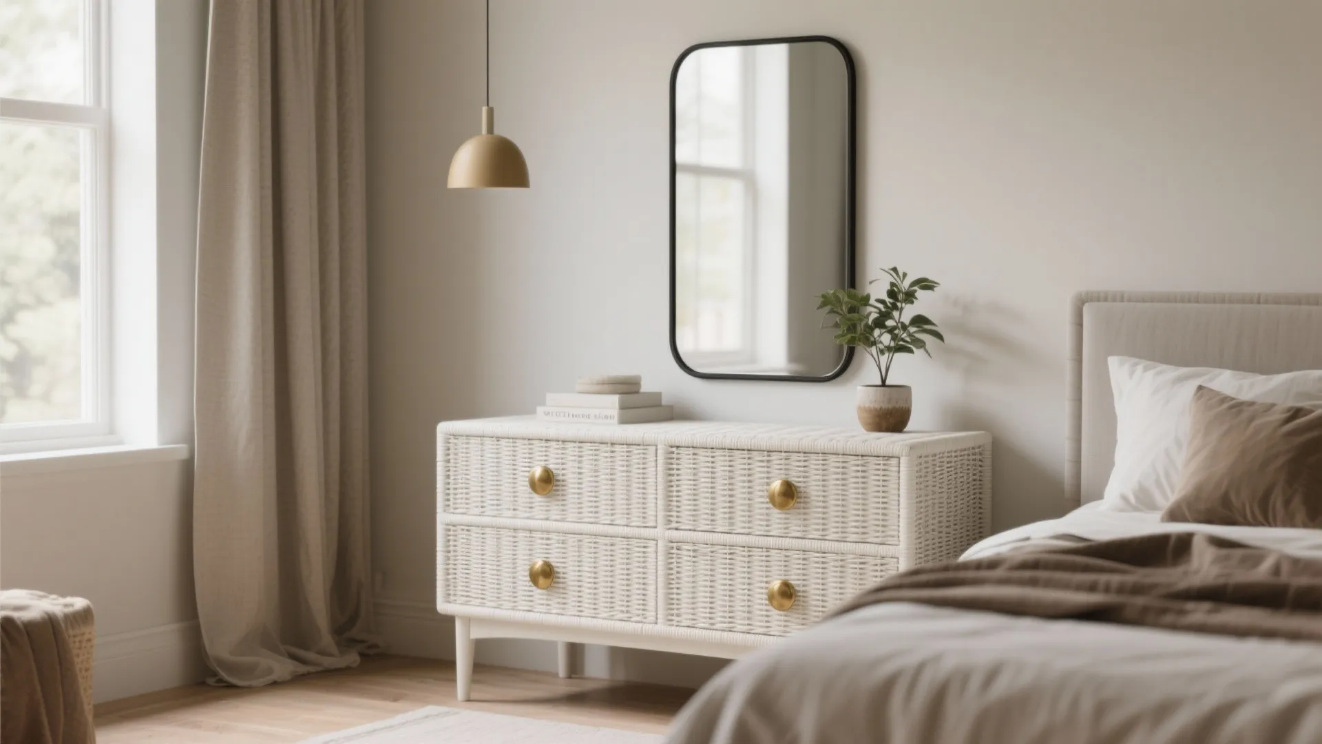 2. Mix Metals and Wicker for Modern Contrast