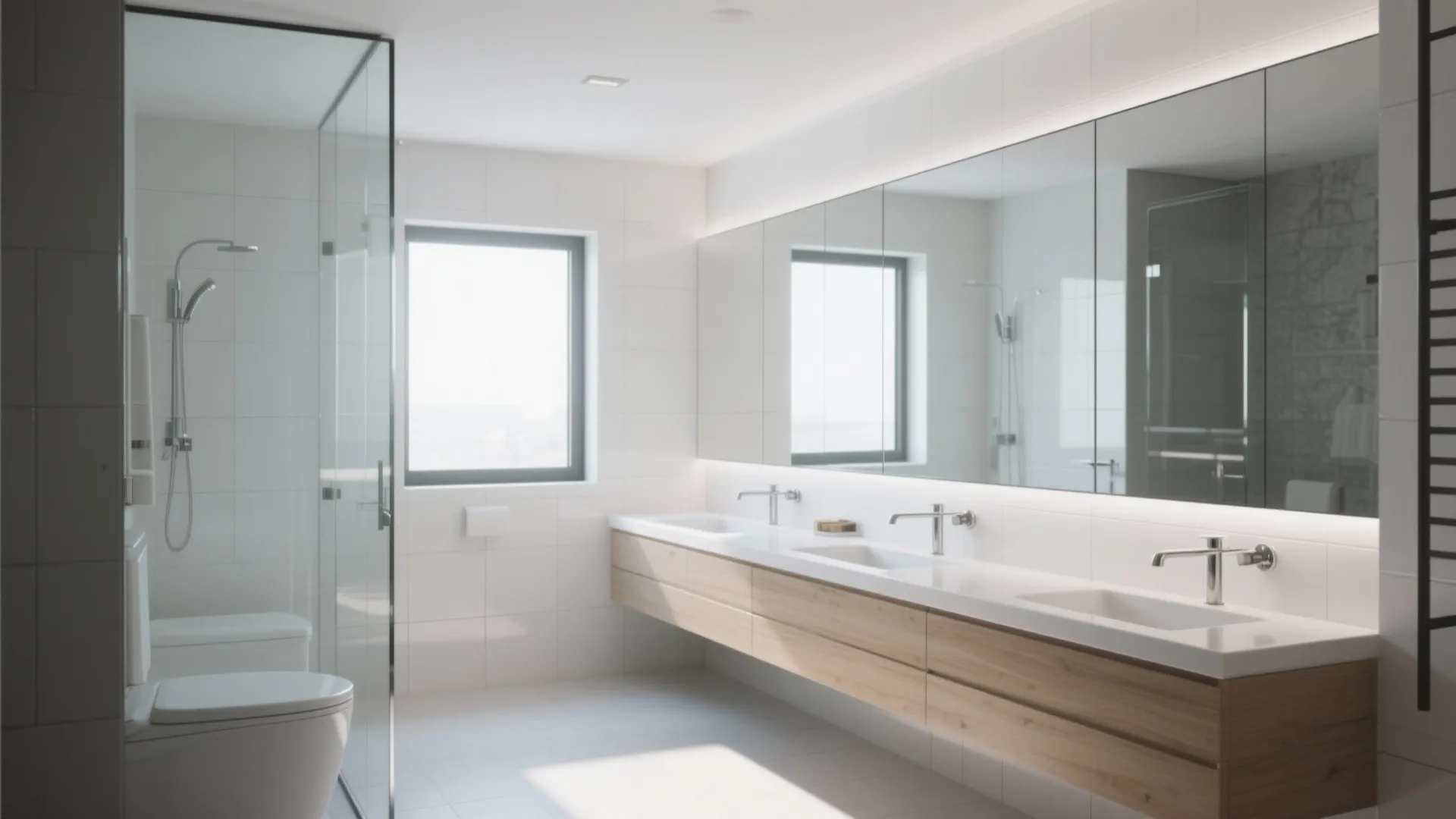 Oversized Frameless Mirrors to Visually Double the Room