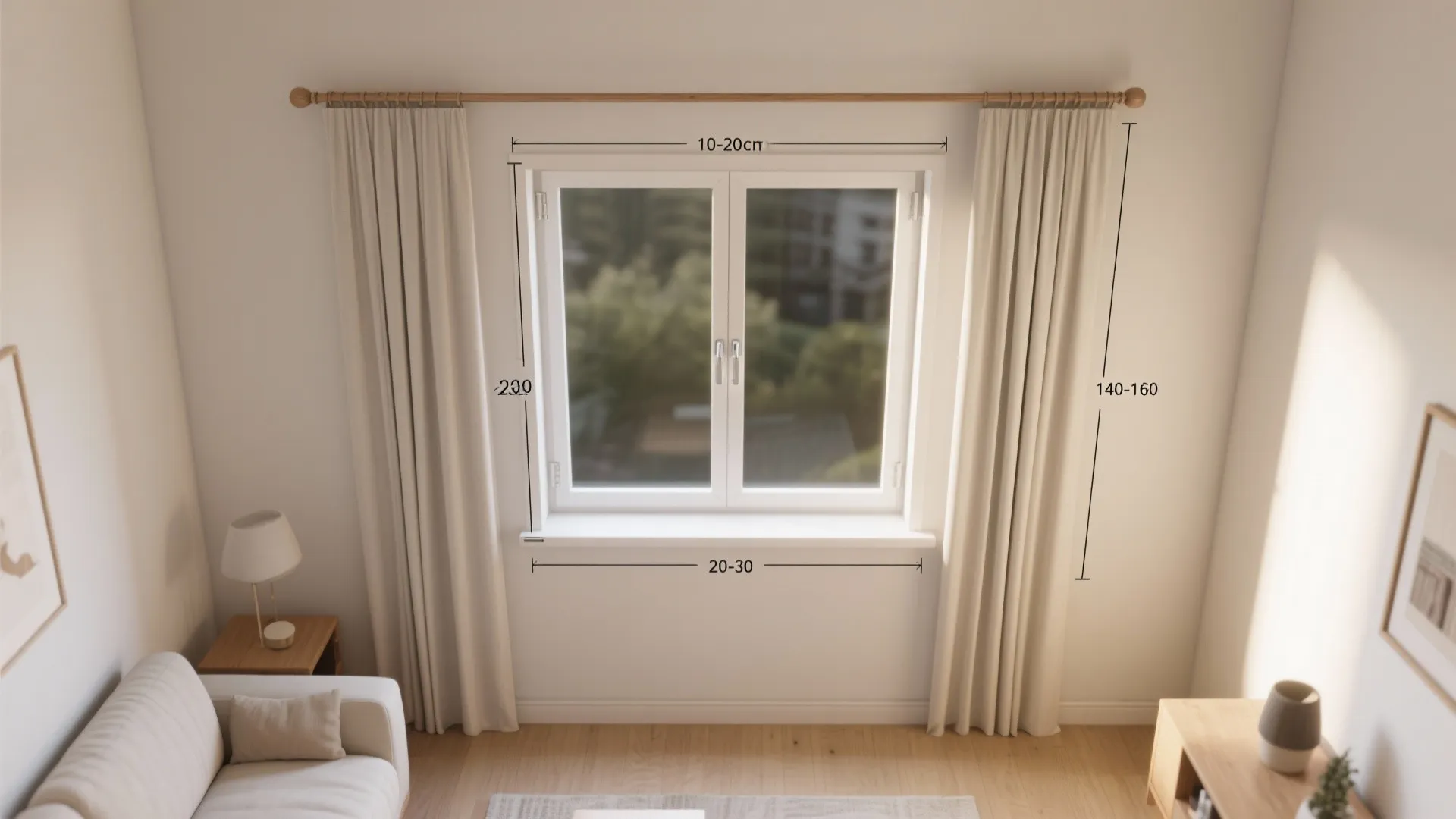 3) Wide-and-high mounting to extend the window visually