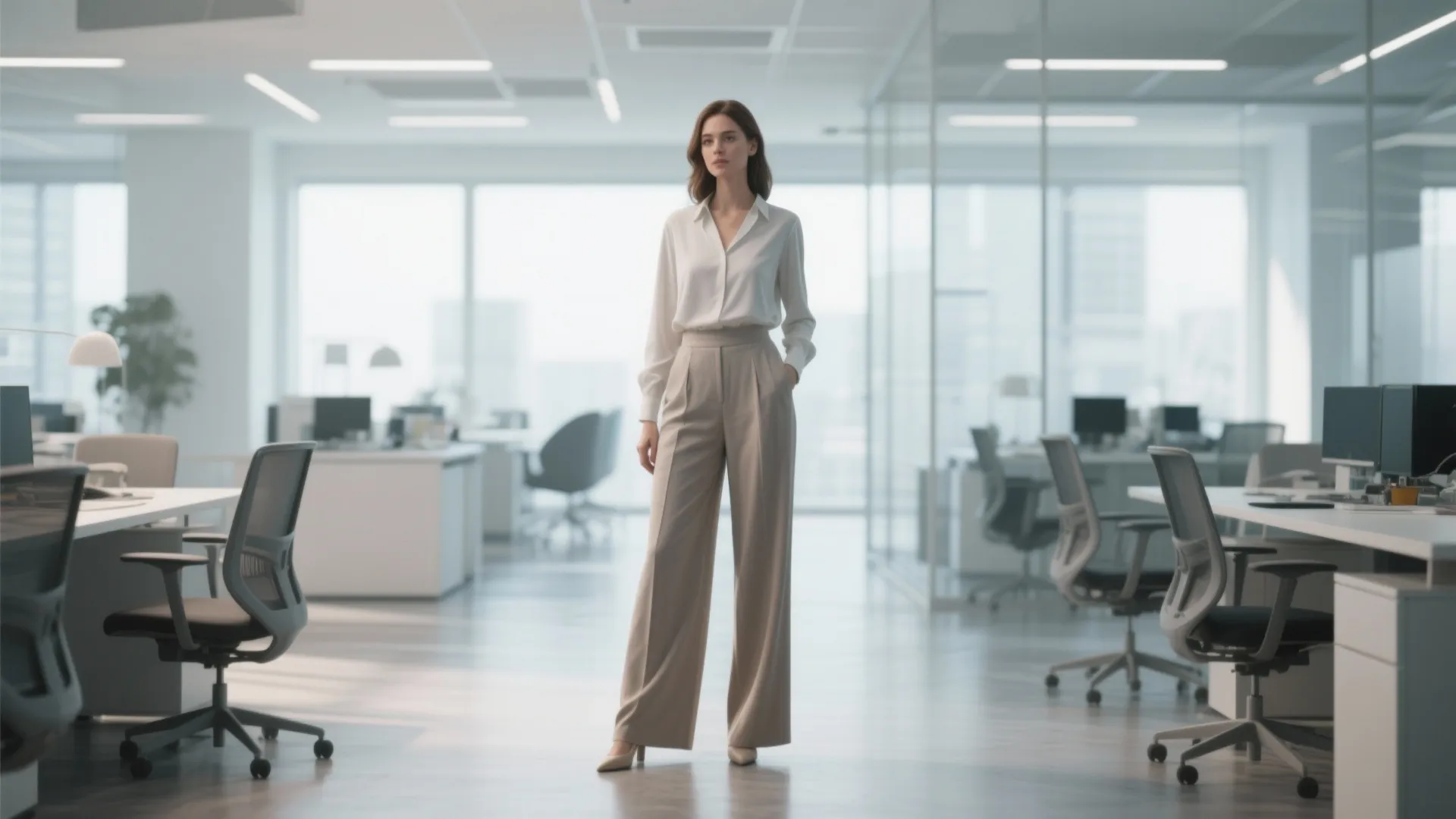 6. Wide-Leg Trousers & Minimalist Top