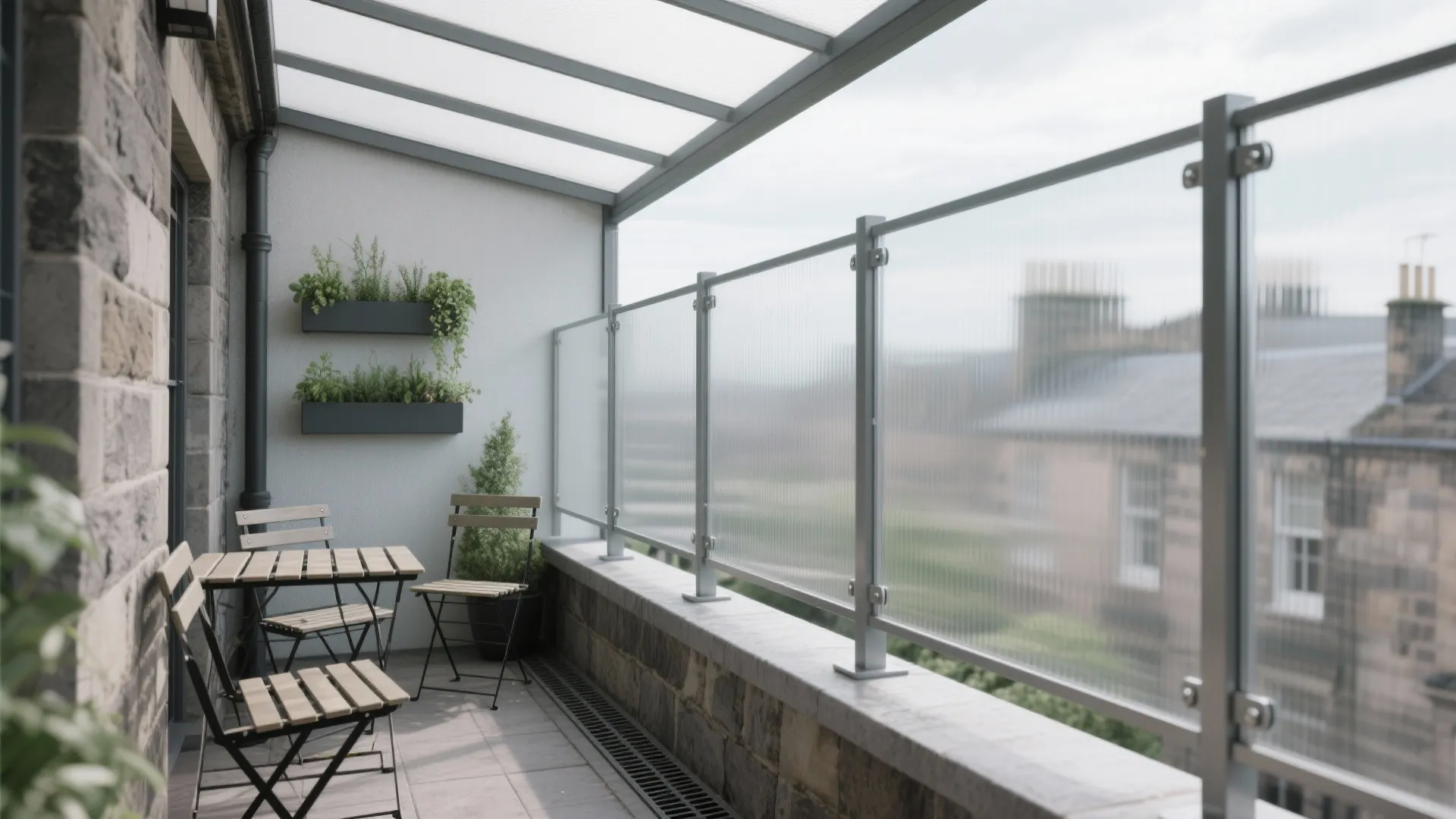 Glass or polycarbonate wind screening for comfort