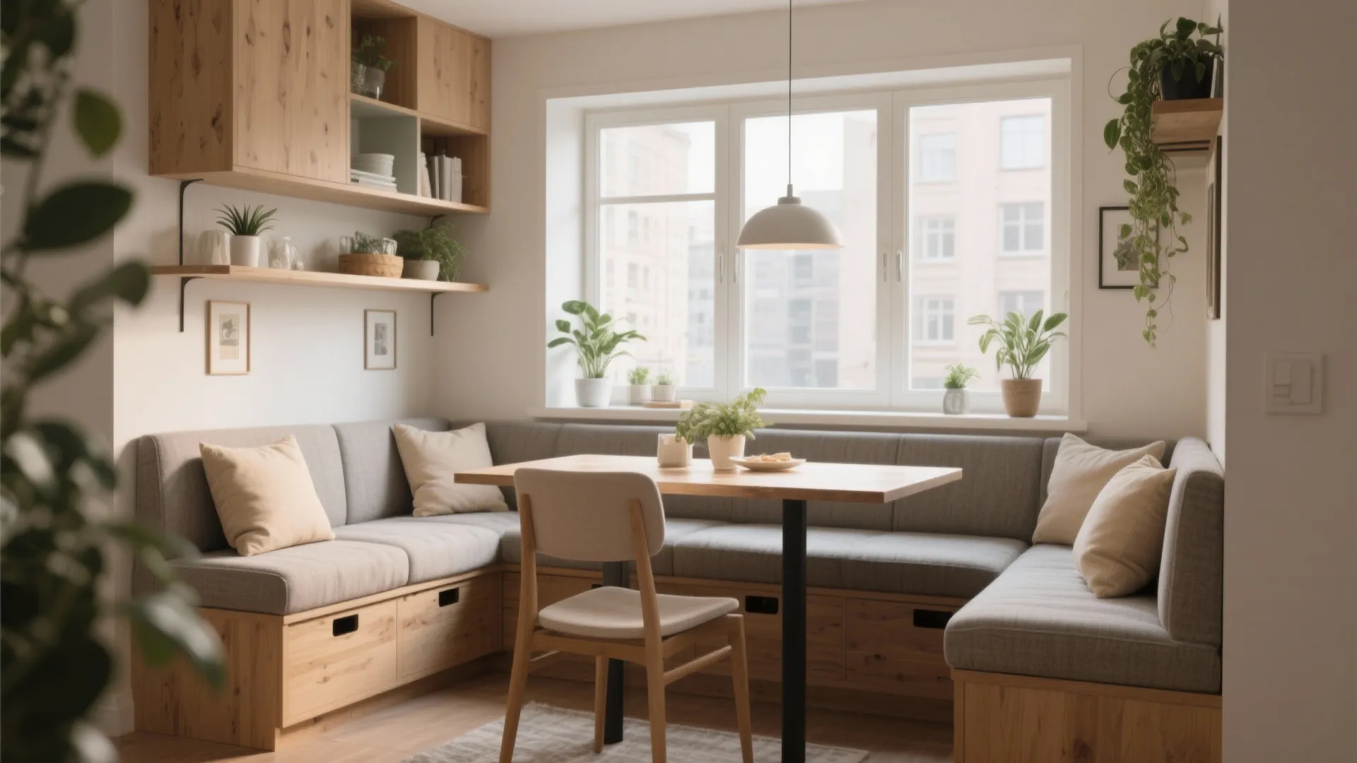 3. Window-Side Banquette Dining