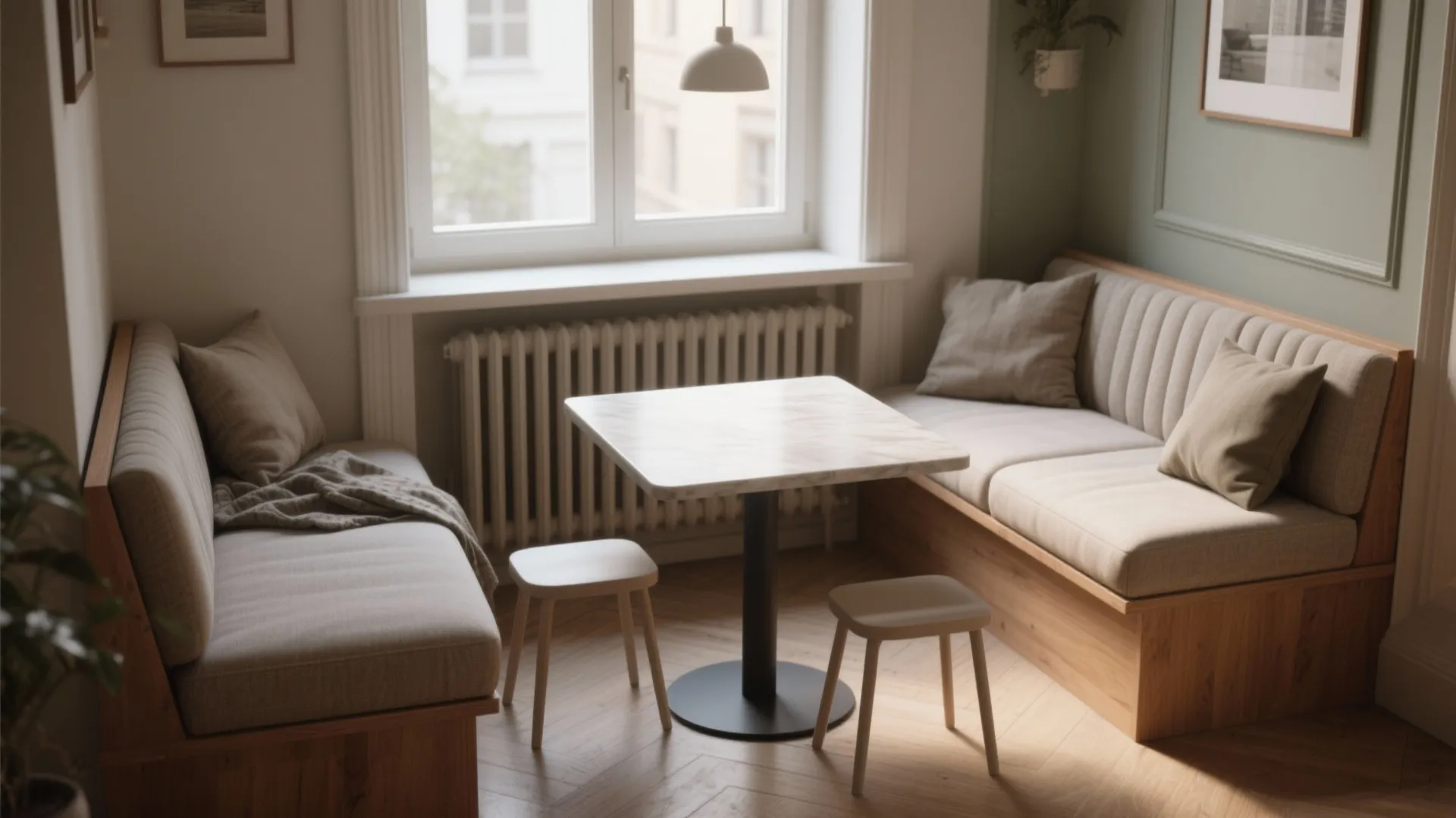 2. Banquette built into a radiator or window nook