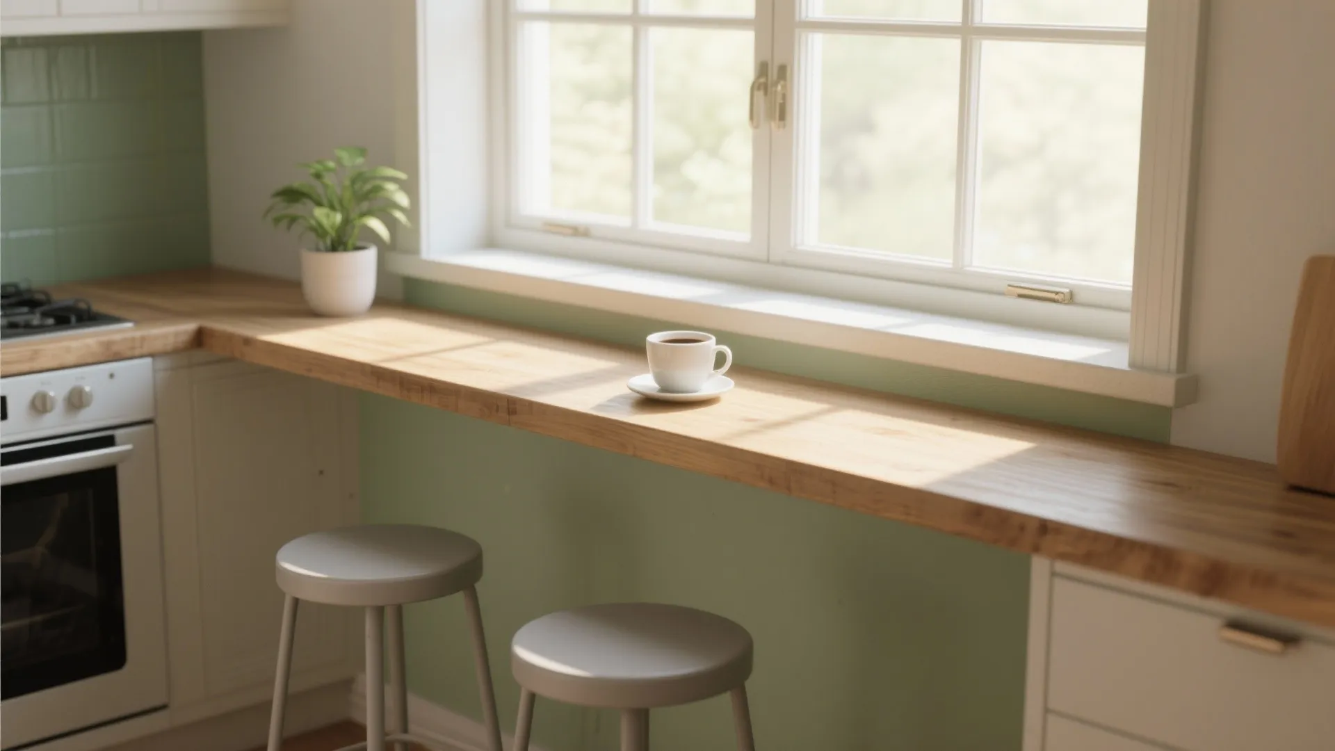 4. Window bar or slim console for casual meals