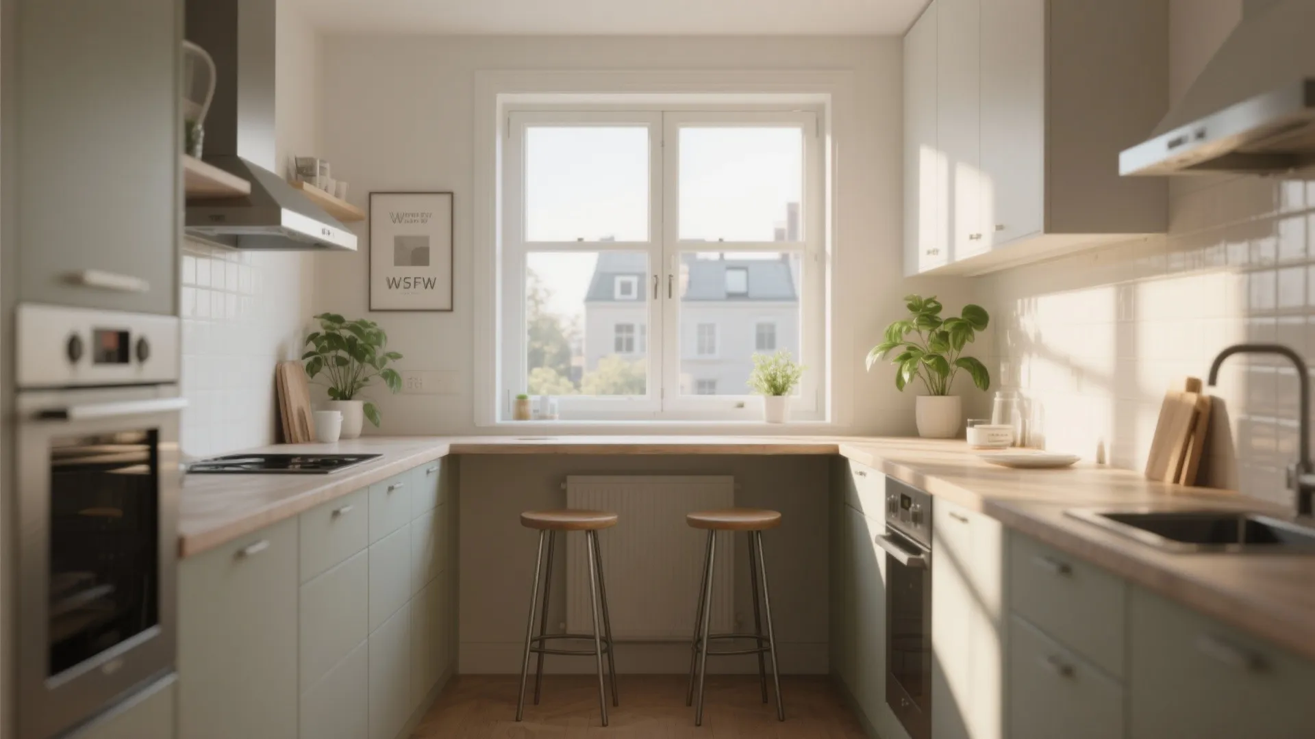 3. Window bar counter with stools