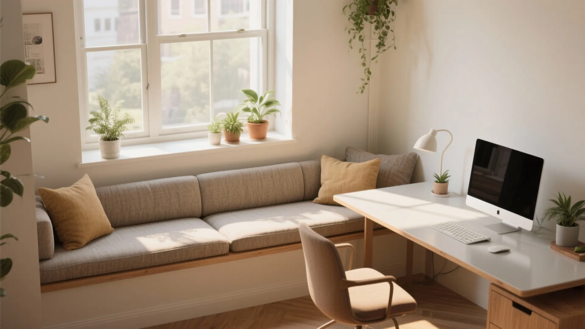 5. Window Bench Desk (Integrated Seat + Surface)