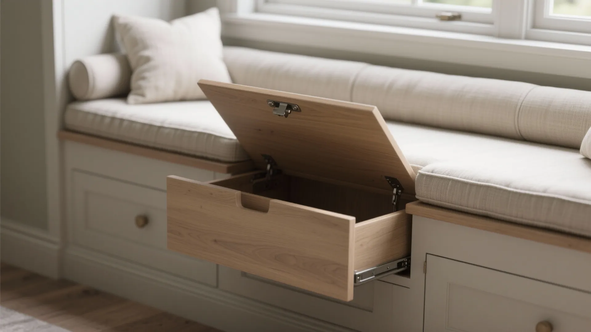 Built-in window bench with hidden storage