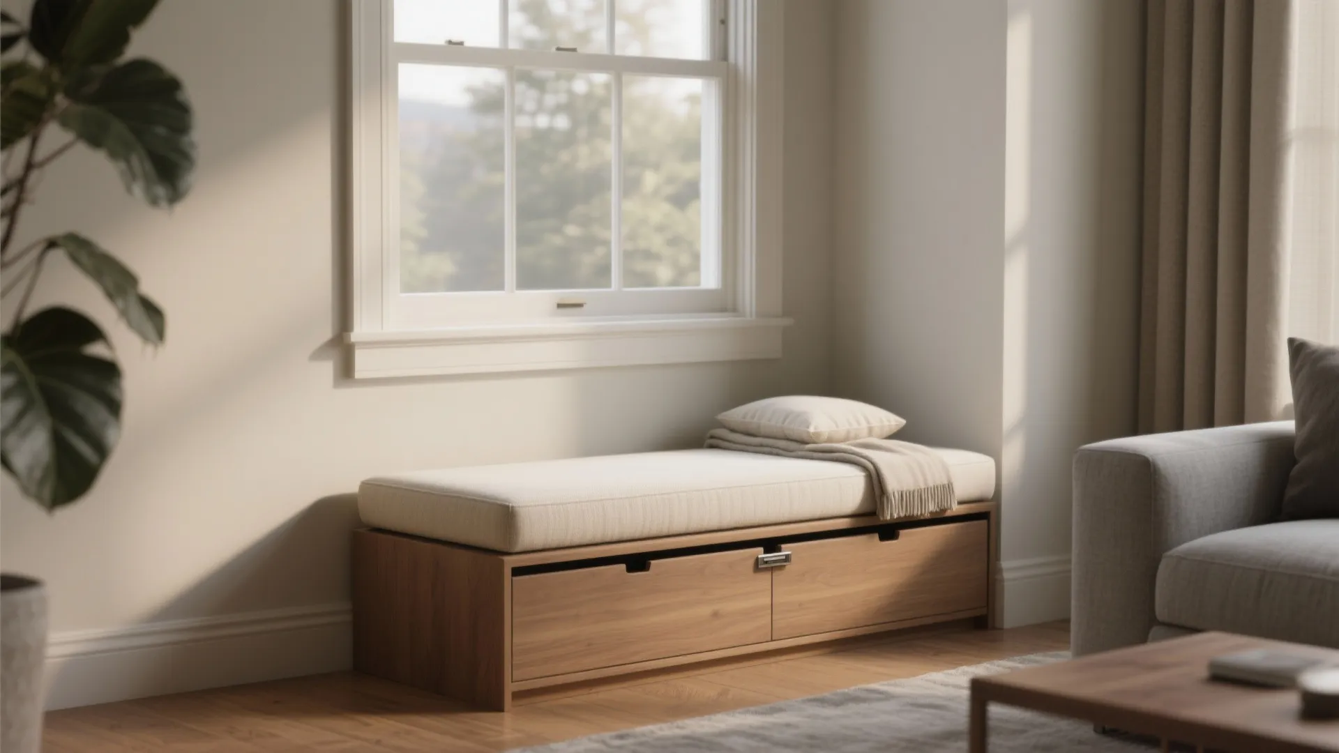 Window-Seat Storage Ottoman Bench