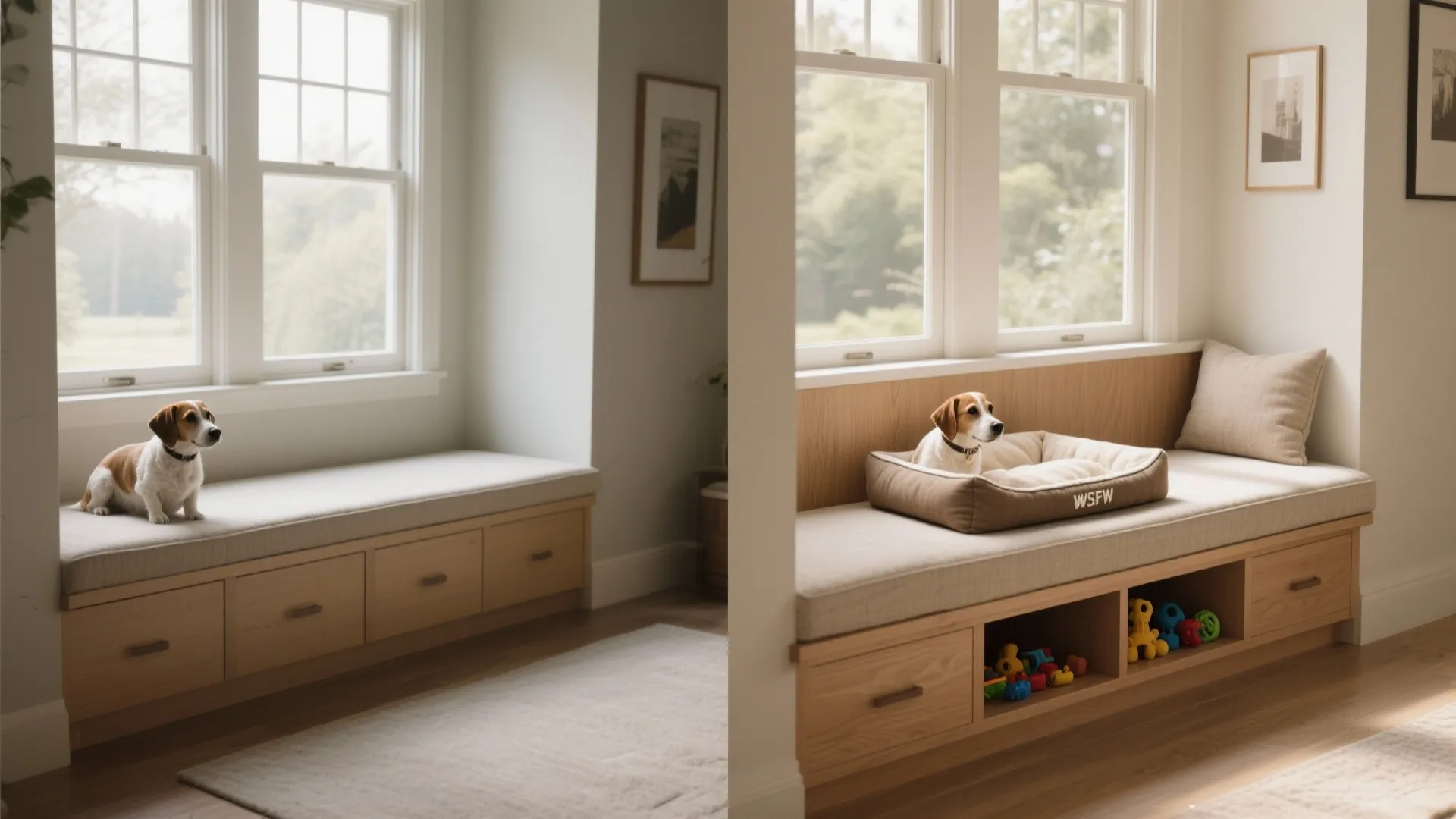 2. Built-in bench that doubles as a bed