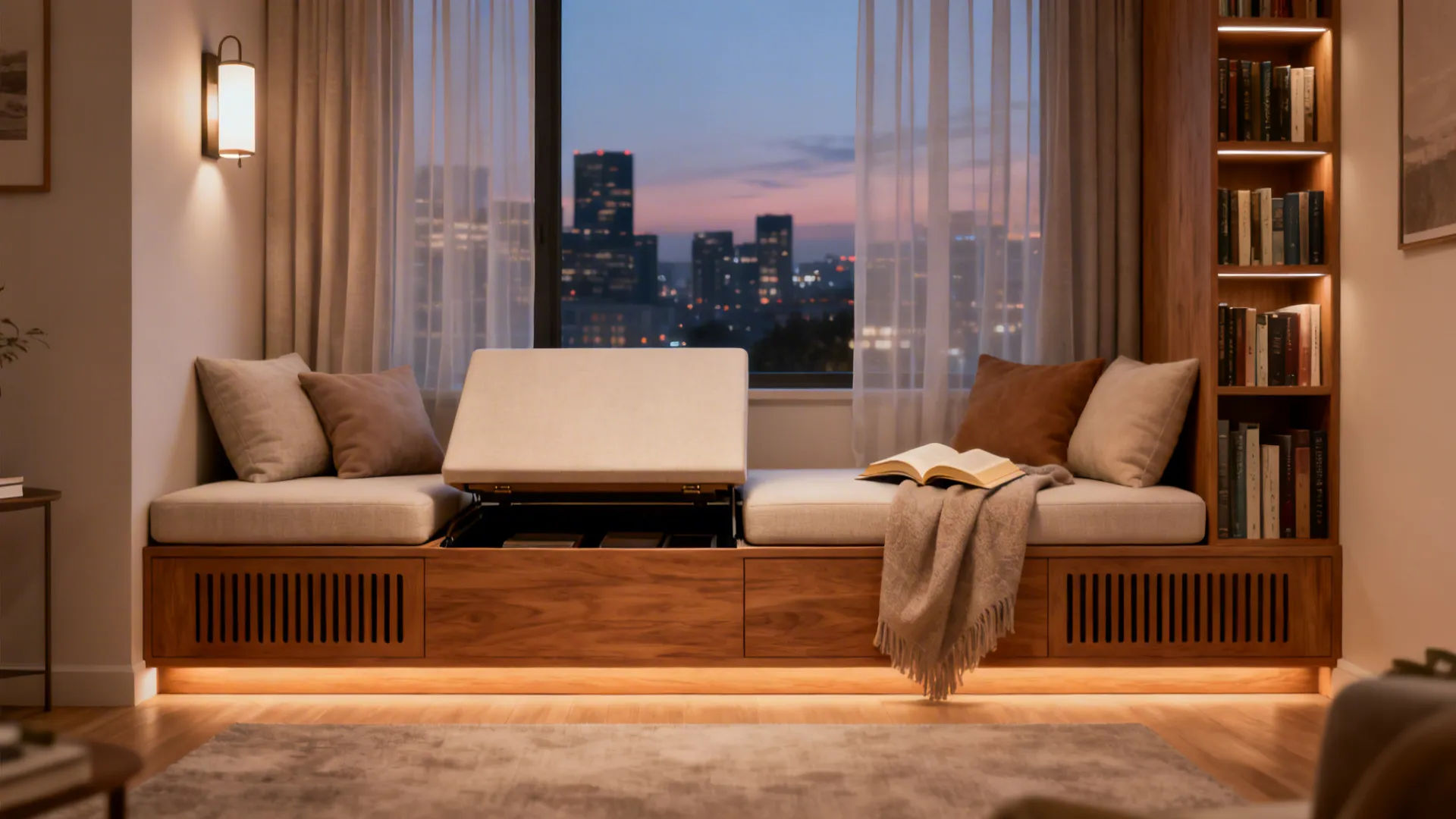 Built-In Bench + Hidden Storage by the Window
