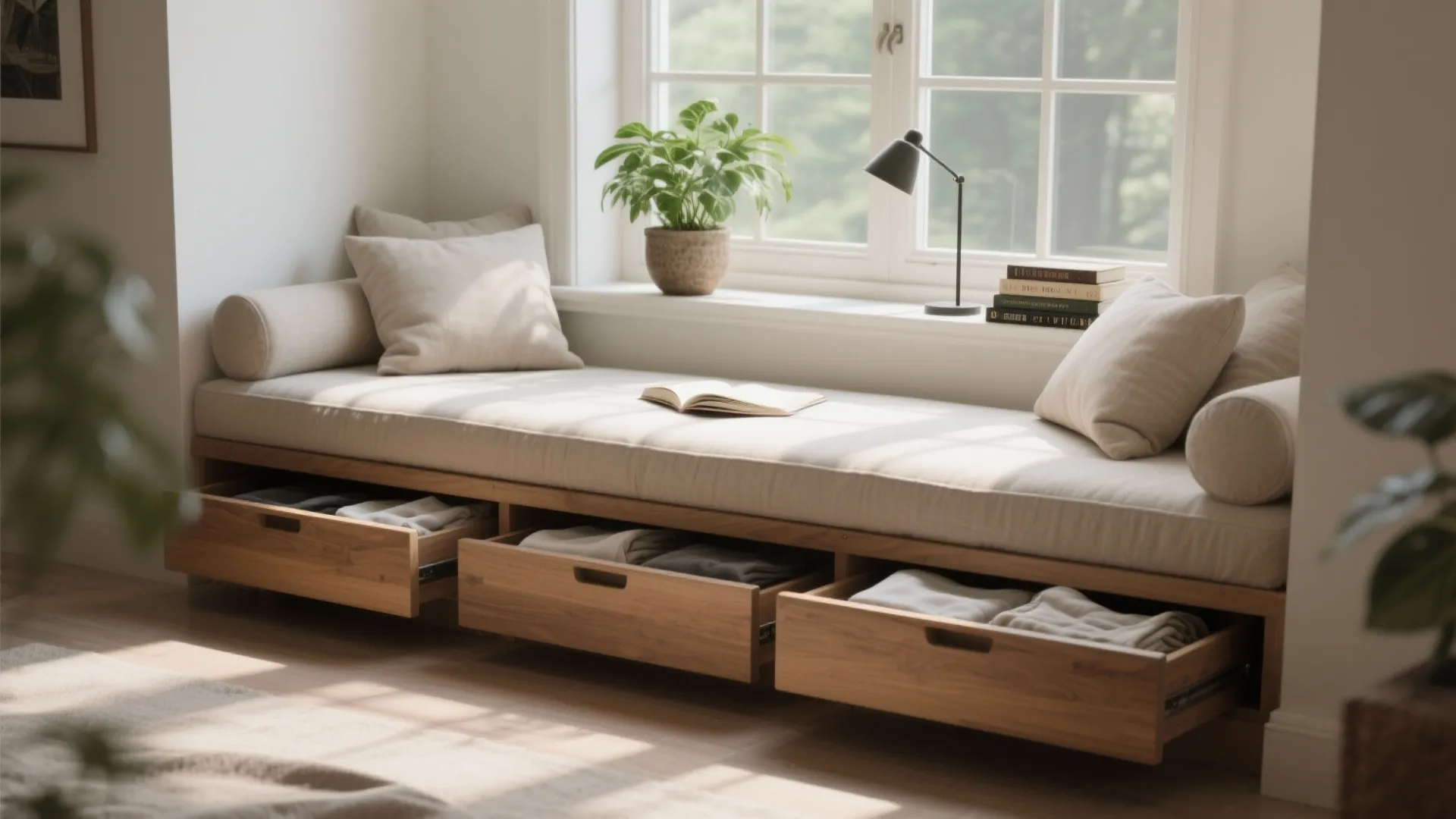1. Window daybed with under-seat storage