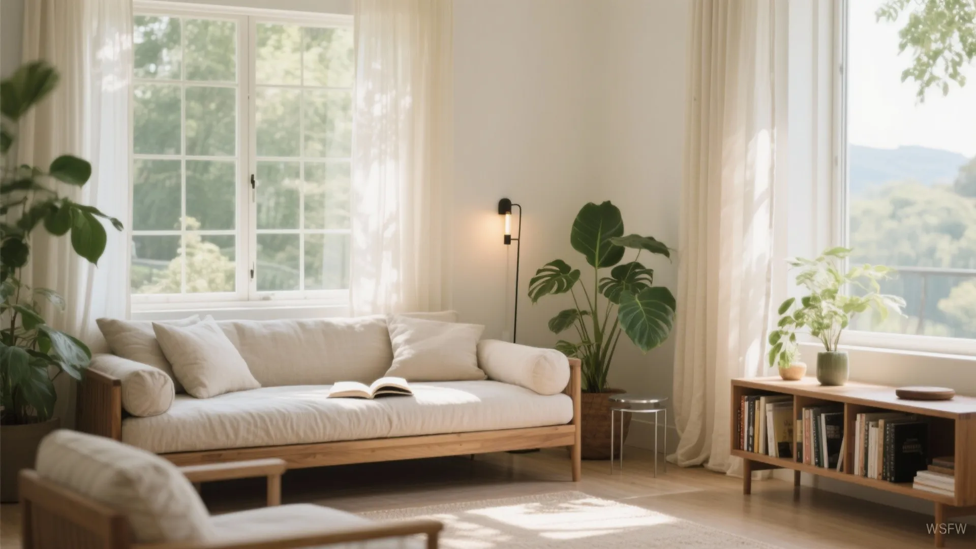 2) Window-Side Diwan Daybed (A Sun-Soaked Reading Nook)