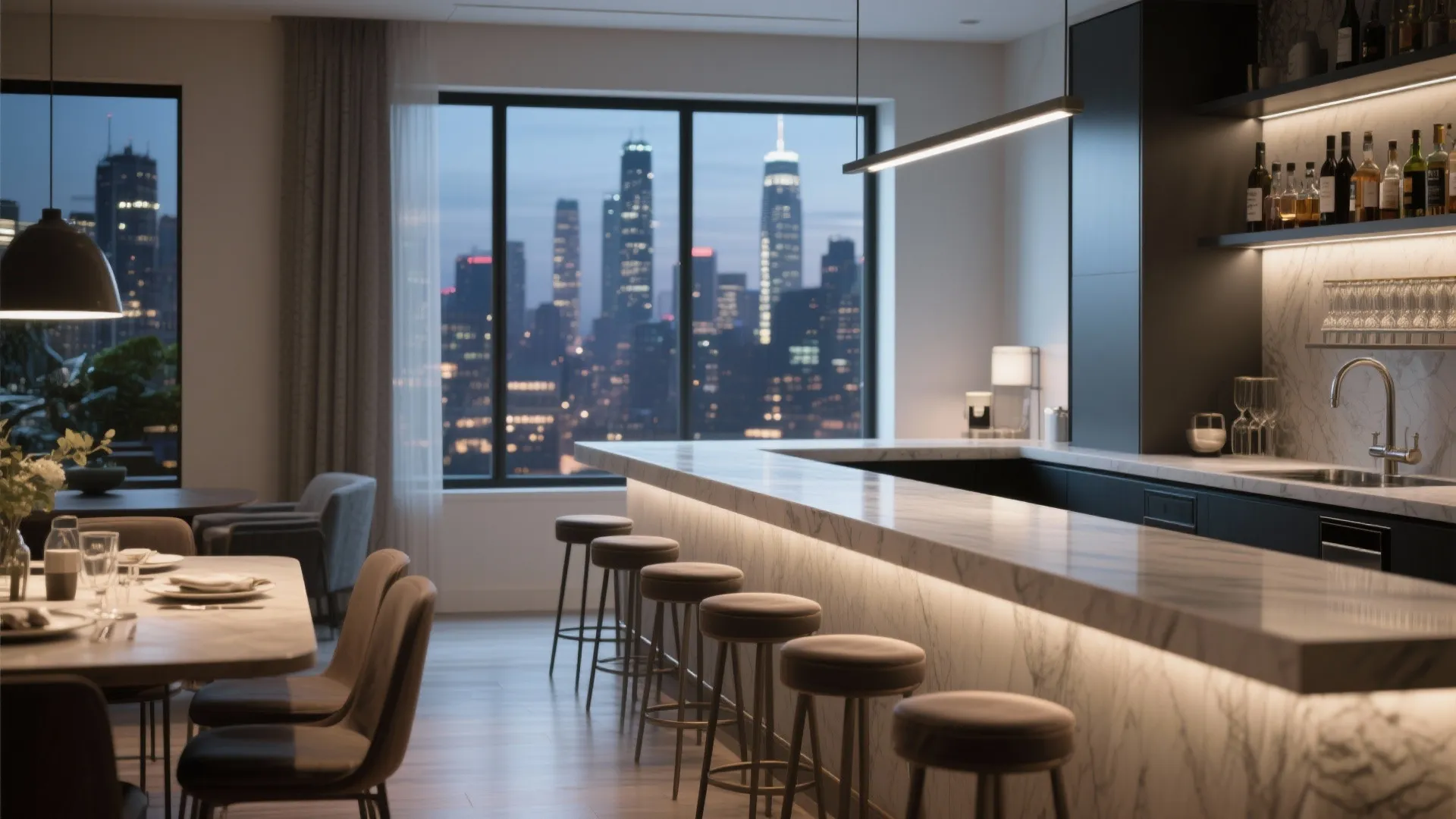 7. Window‑Facing Bar Counter