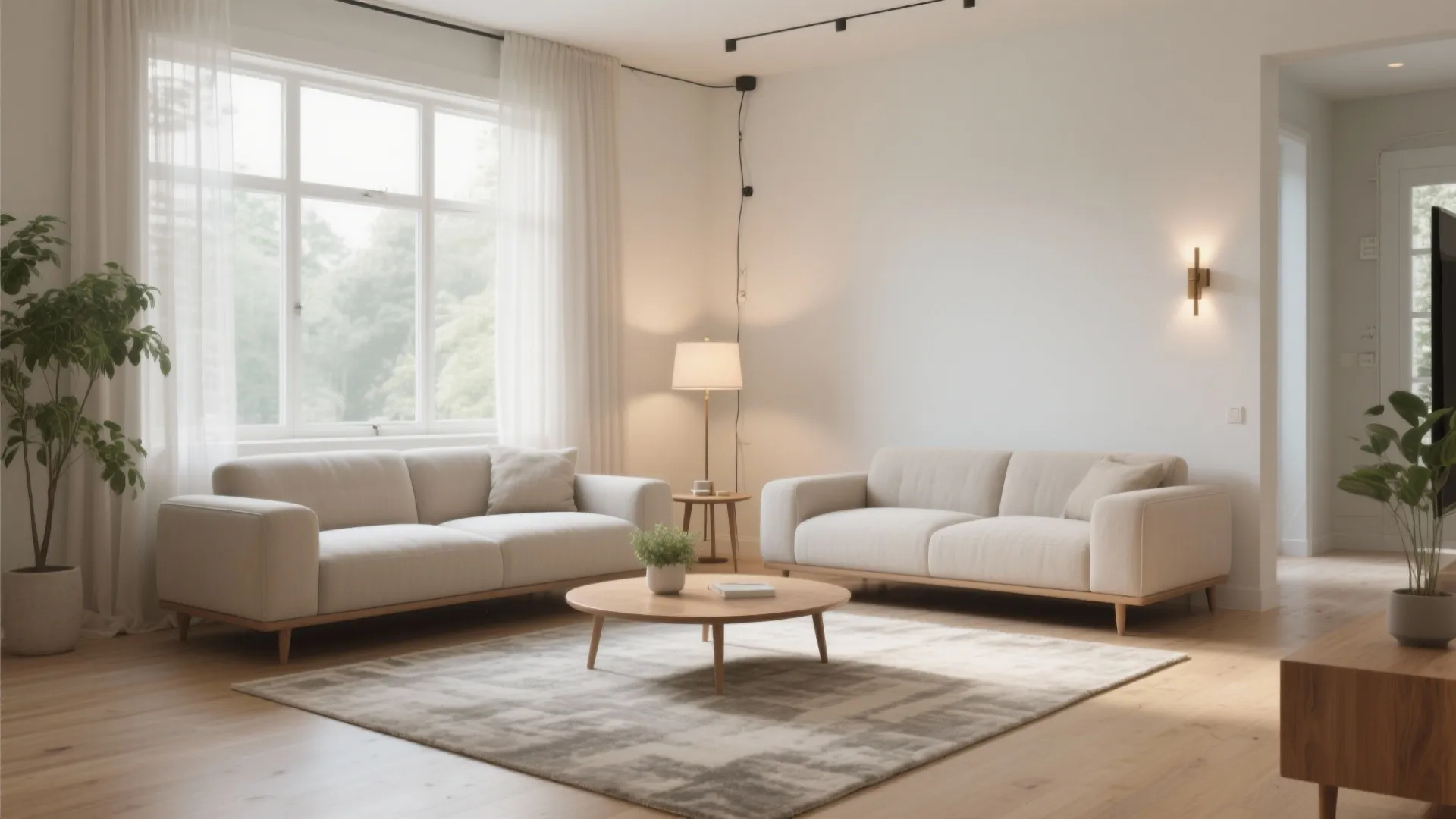 Window-Wall Sofa + Floating Sofa with Clear Aisle