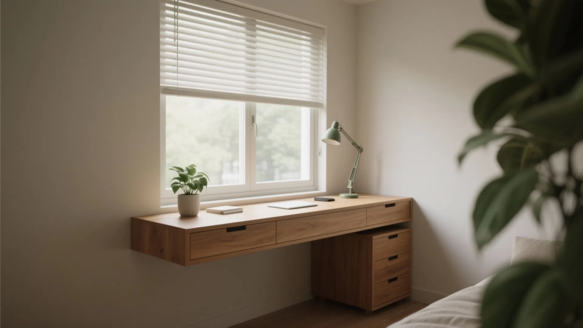 1. Window-facing floating desk