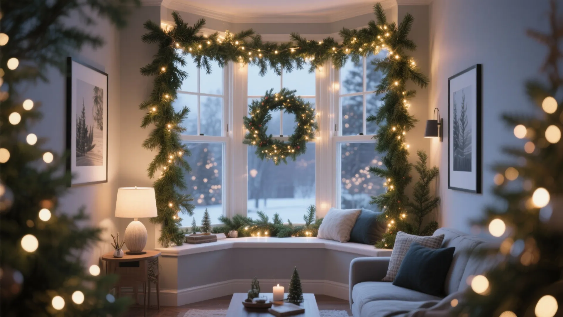 2. Window Garland with Fairy Lights