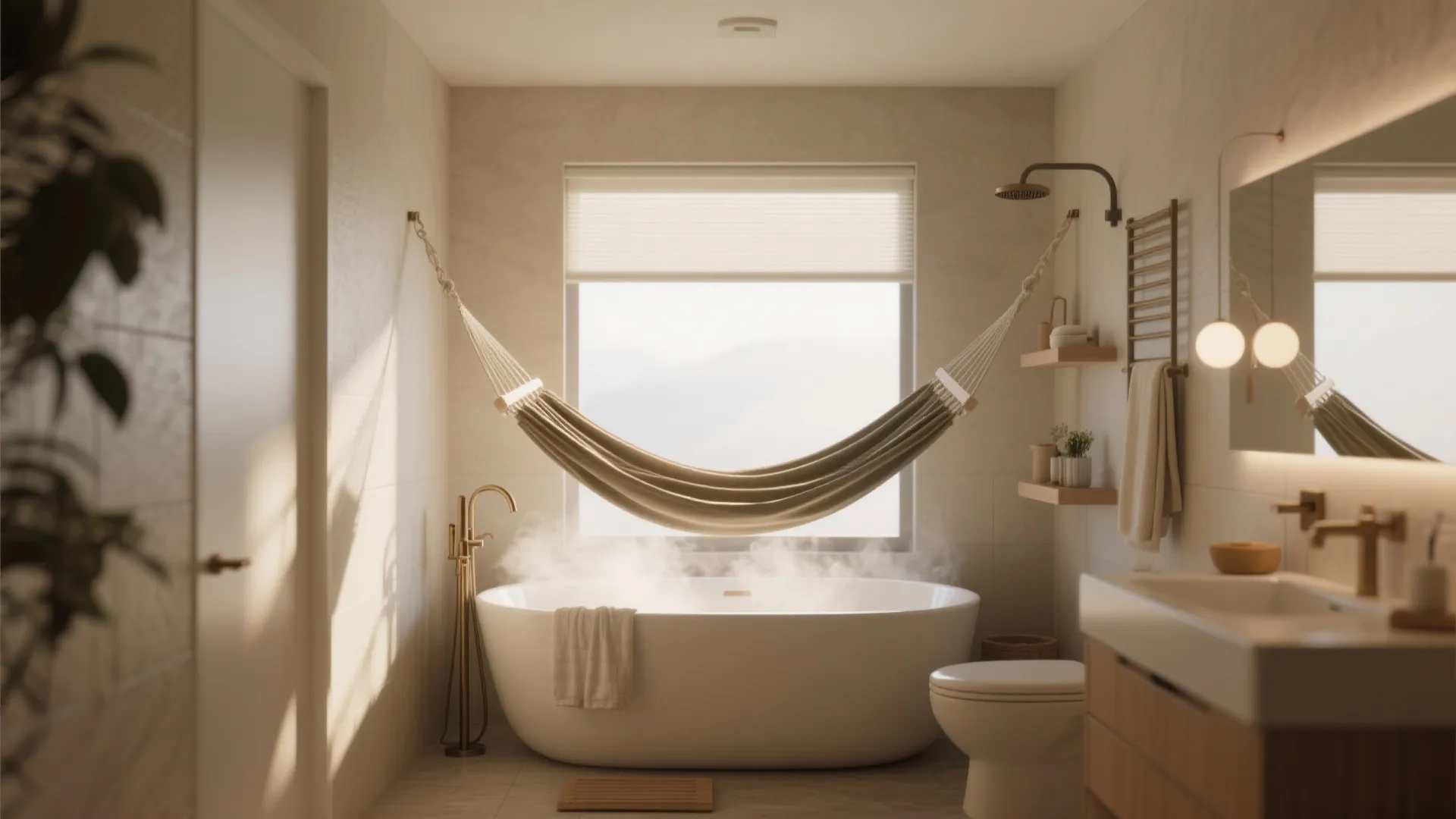 4. Window Hammock Over the Tub