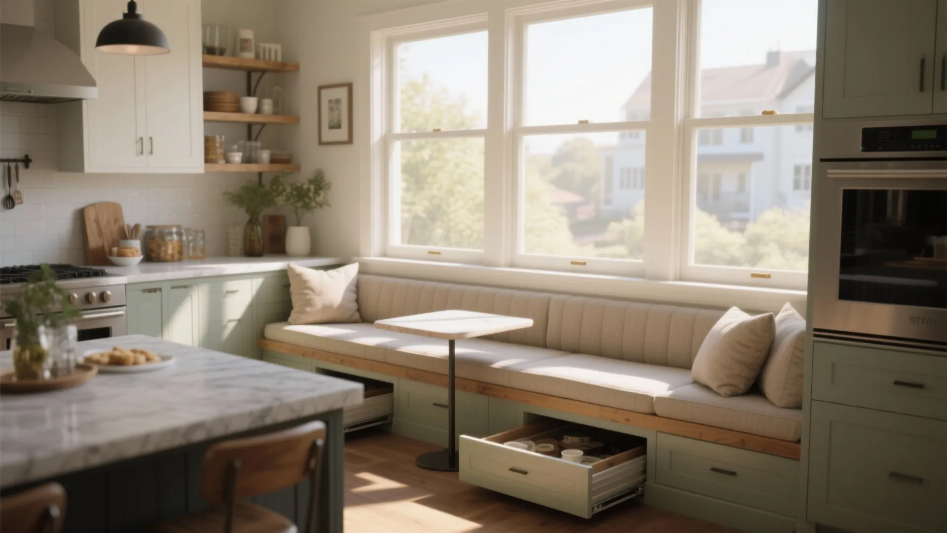 5. Window‑Ledge Bar with Bench Seating