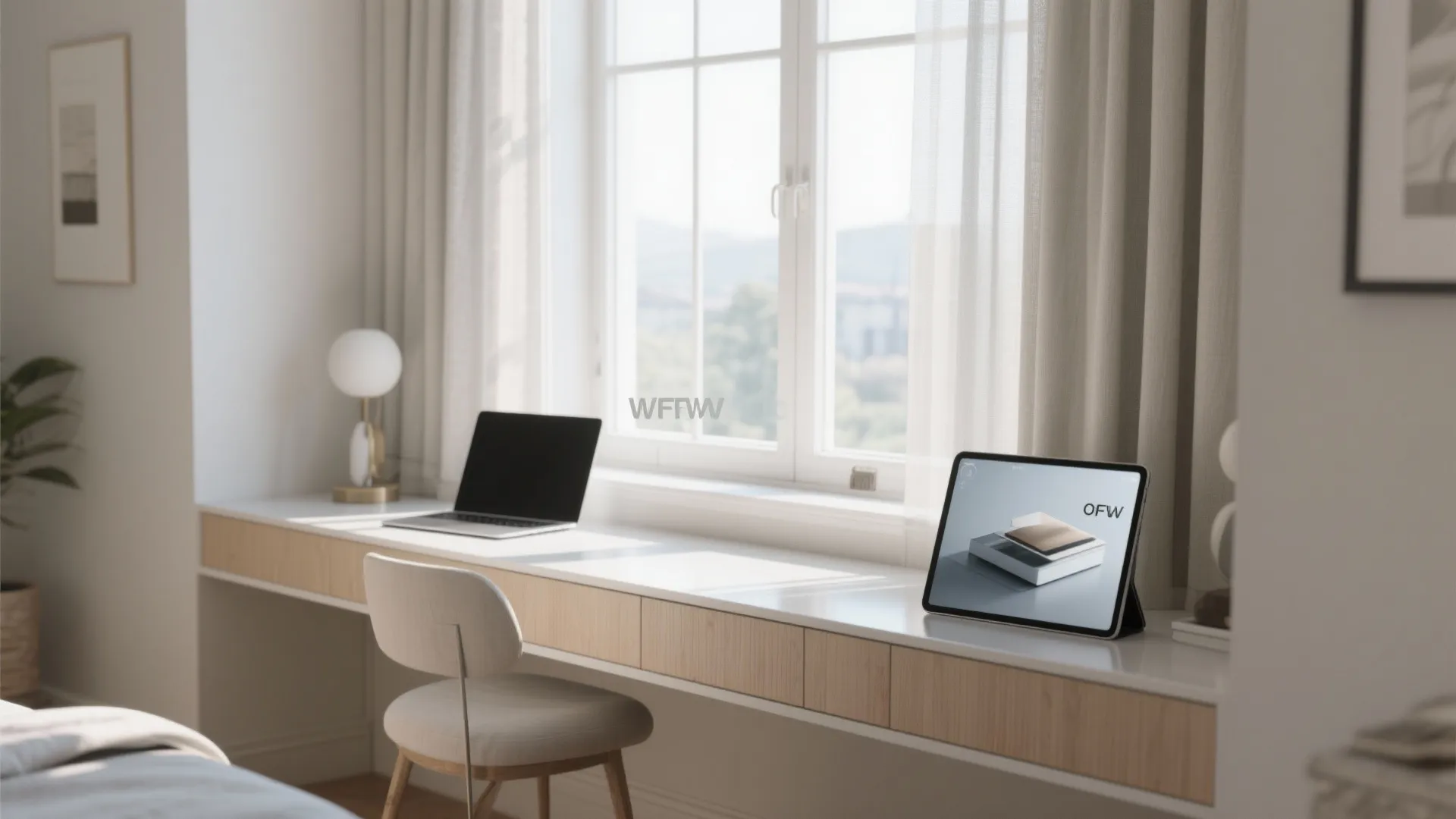 Slim console or window-ledger with 3D preview