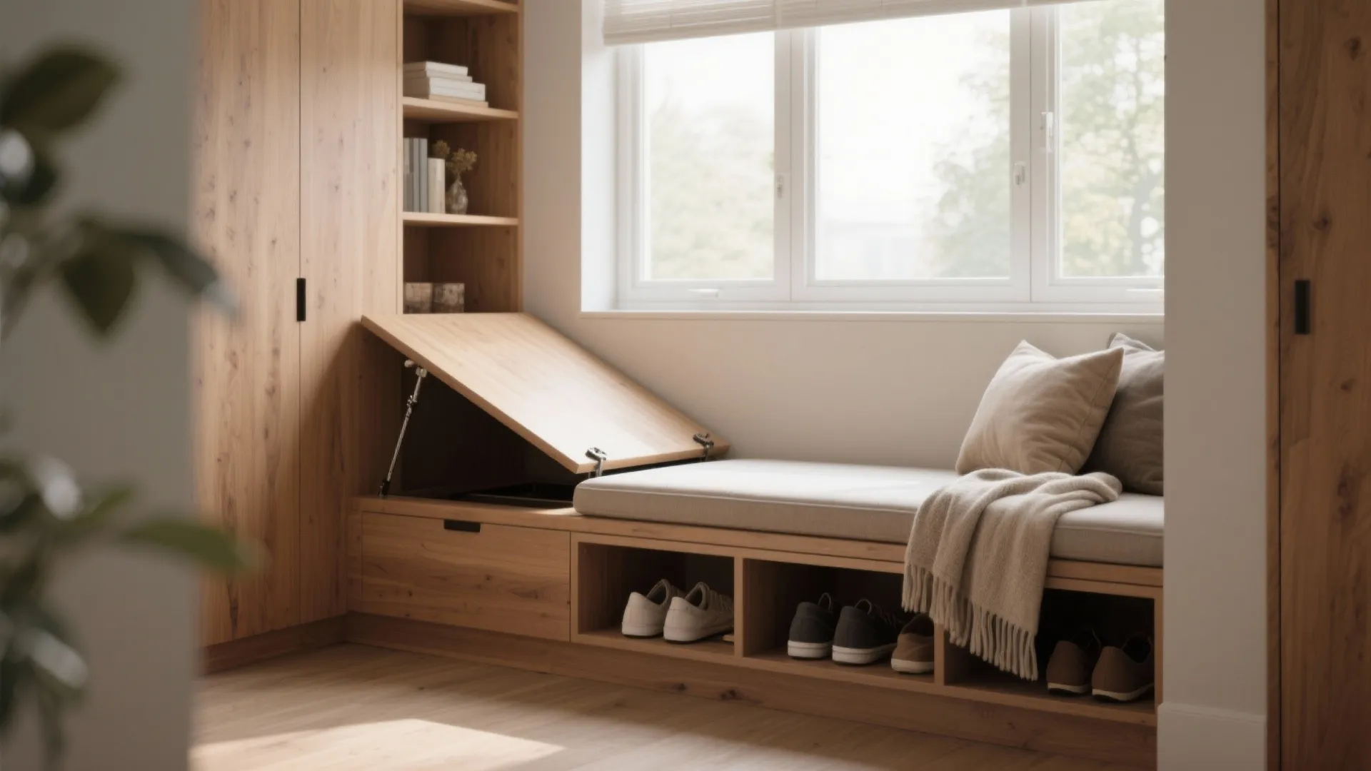 2. Built-in window bench with lift-up storage