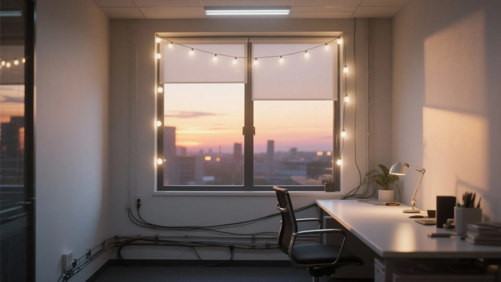 Window String Lights with Privacy Film