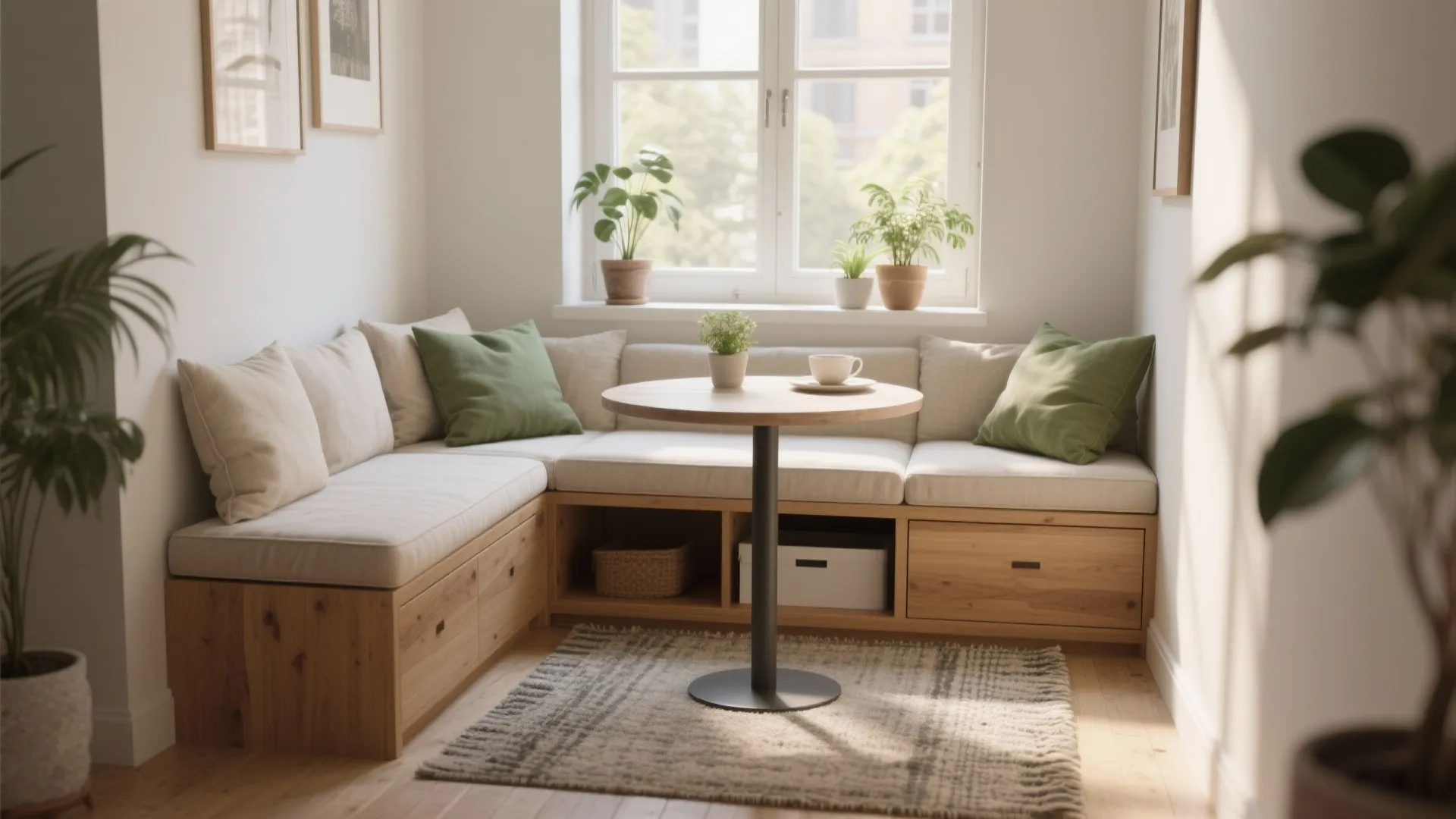 1. Window nook with a built-in bench