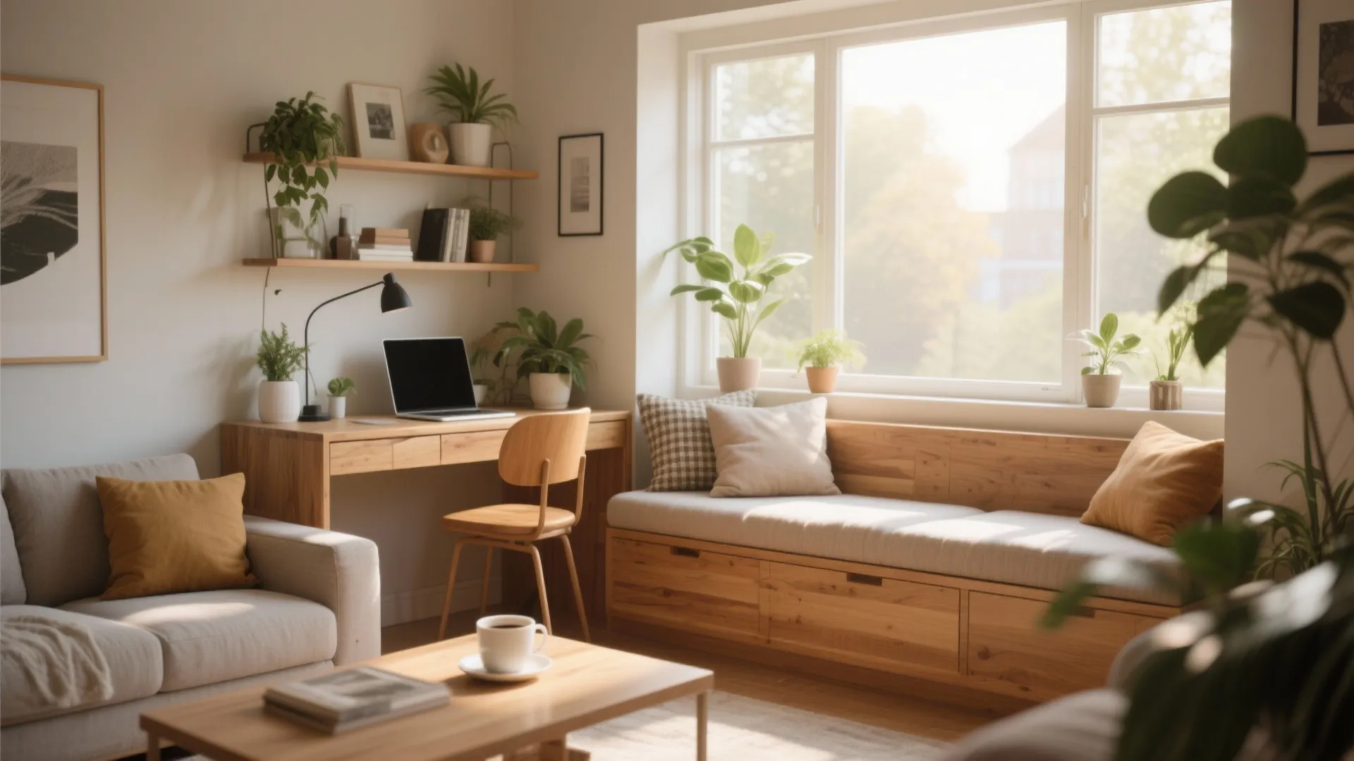 4. Built-in Window Seat with Desk
