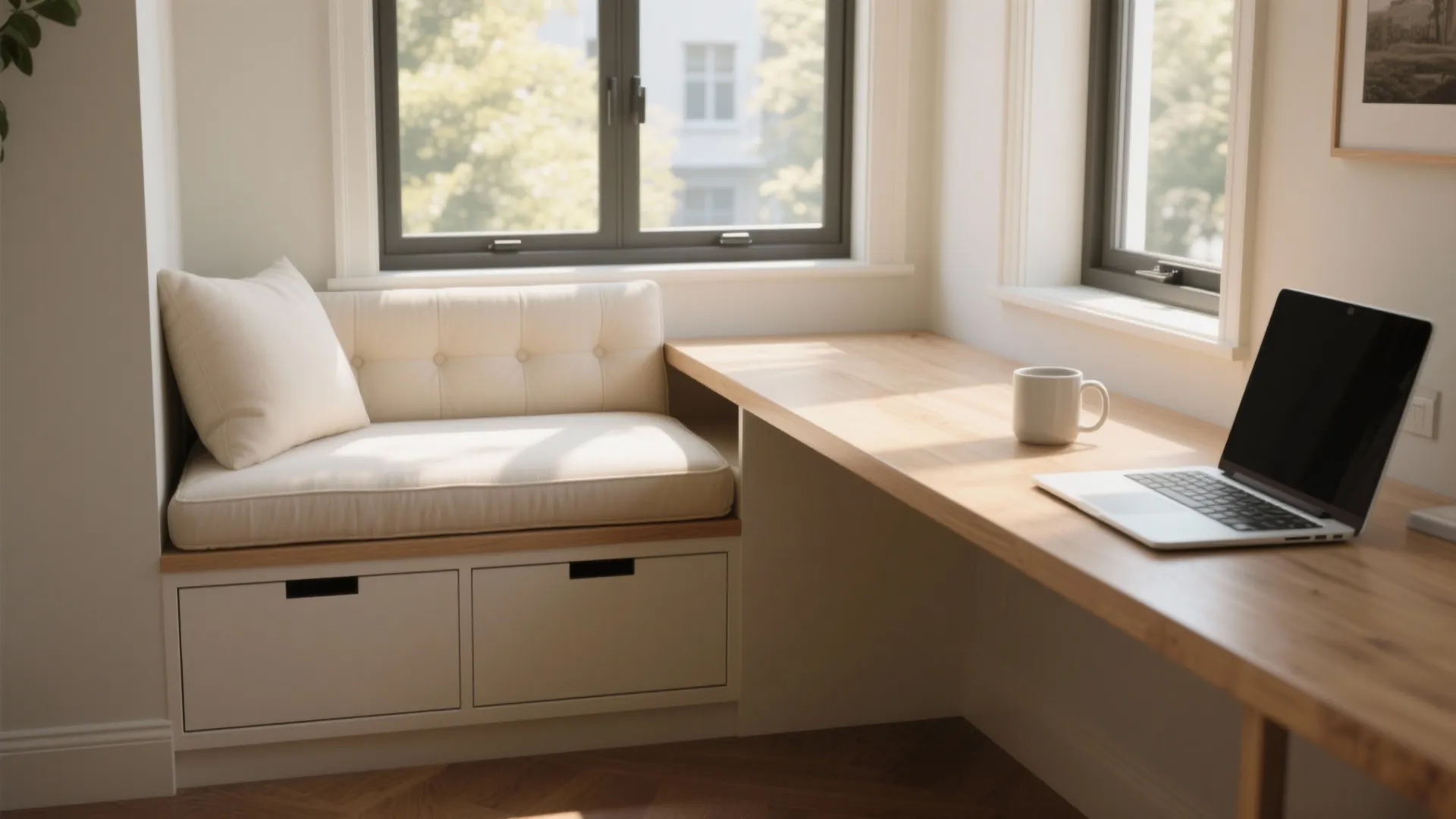 5. Built-in Window Seat Desk