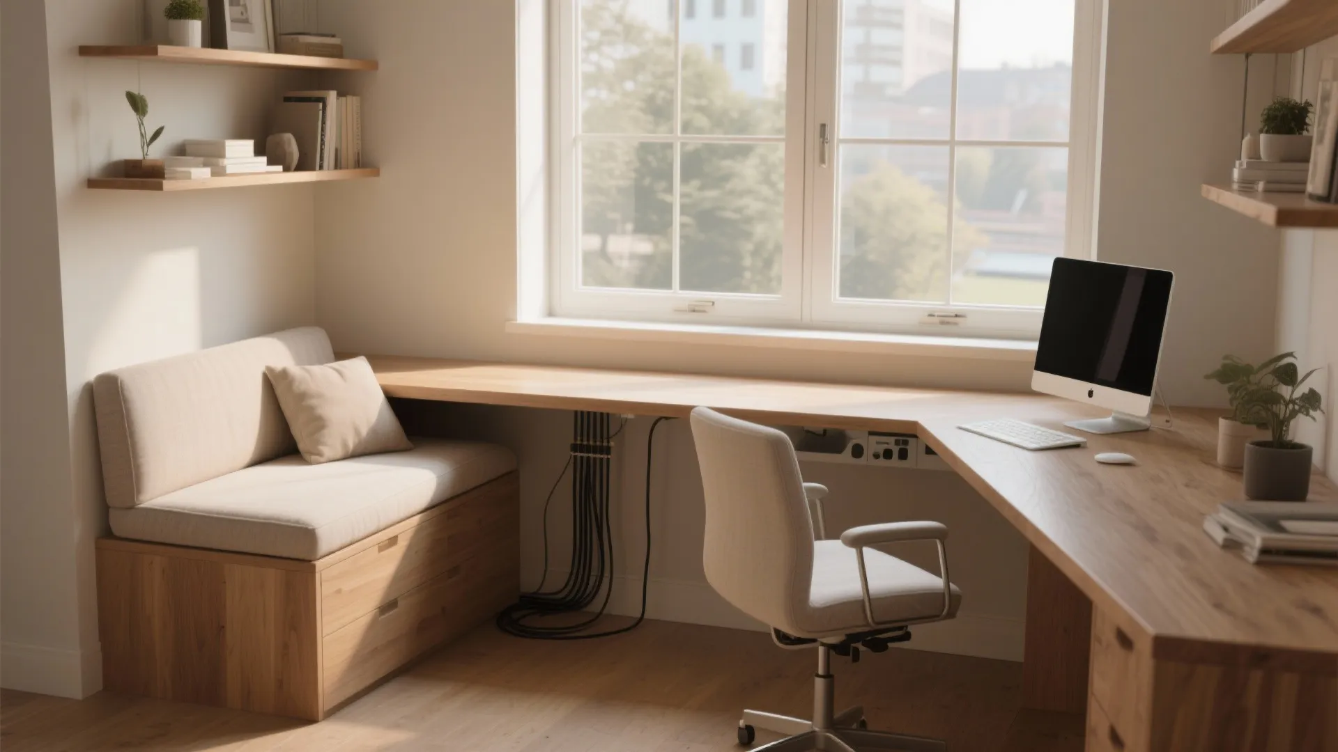 4. Built-in window-seat desks