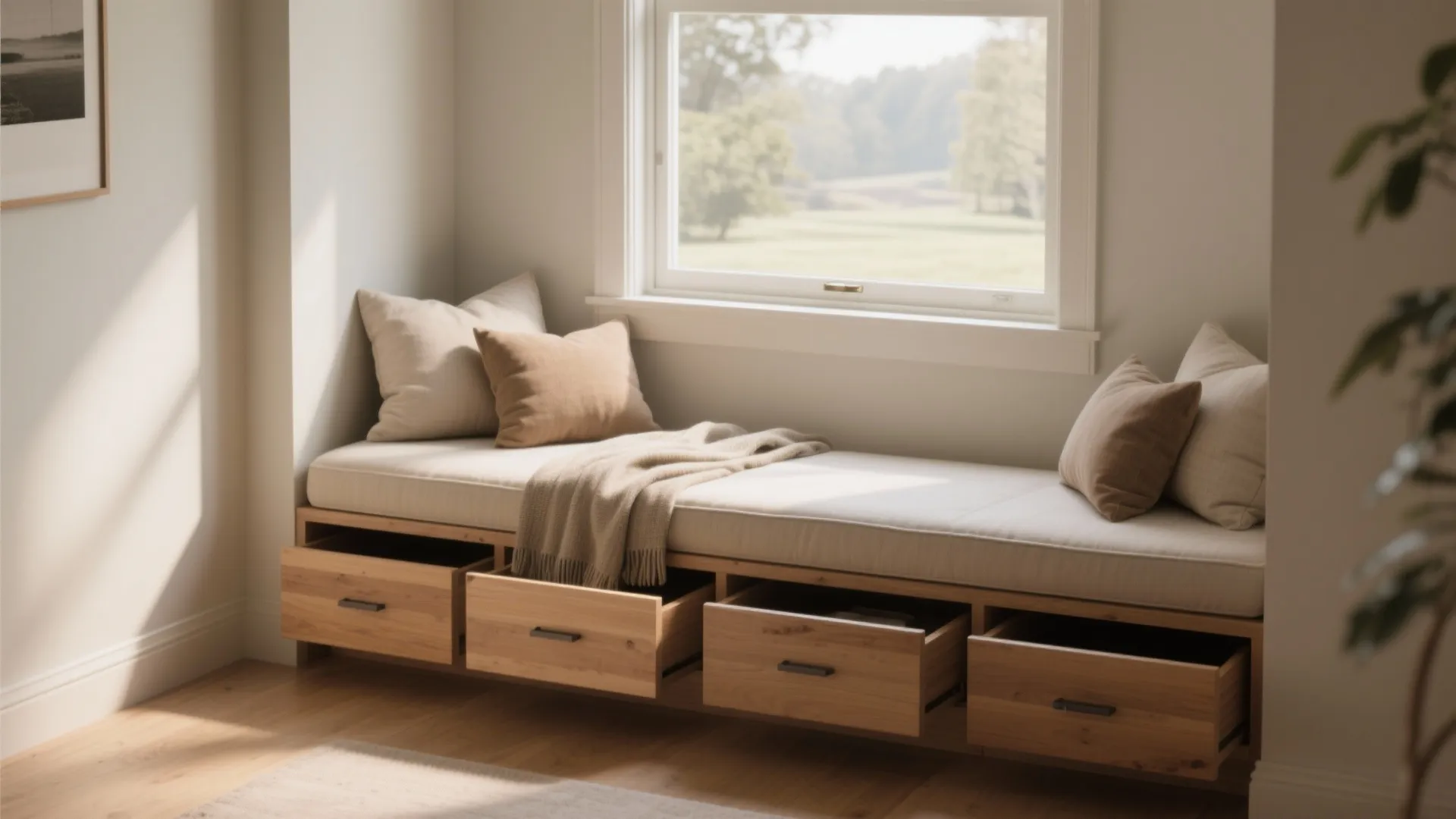 2. Window seat with hidden drawers