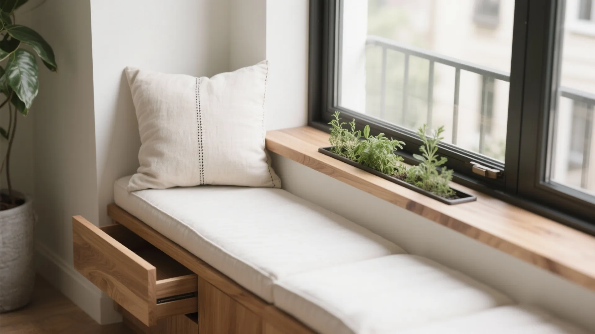 Built-In Window Seat and Planter Ledge