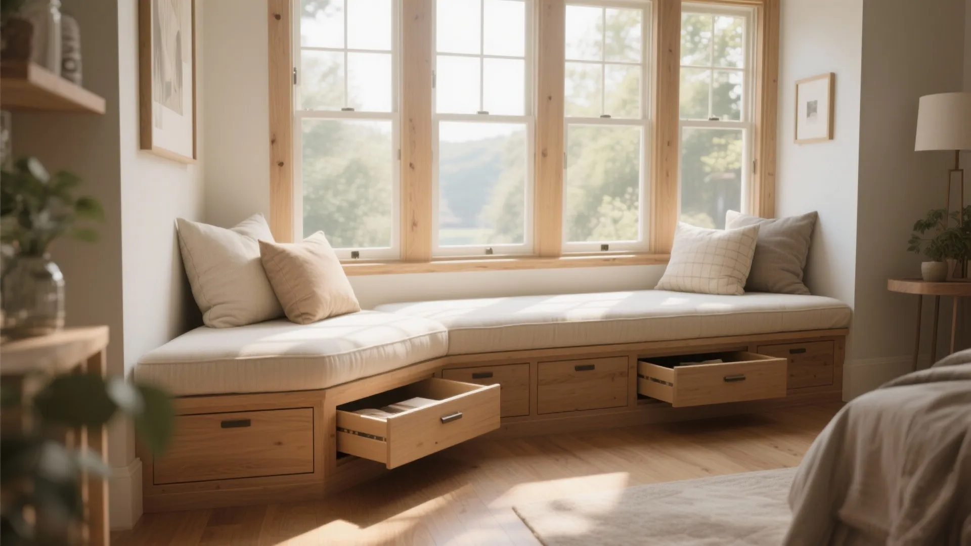 3. Window Seat with Storage Drawers