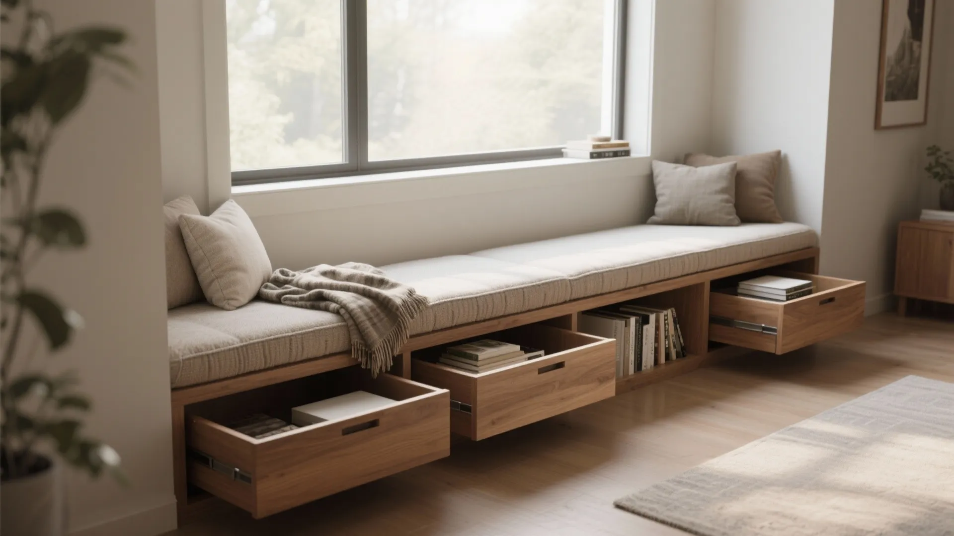 1. Window Seat with Built-In Storage