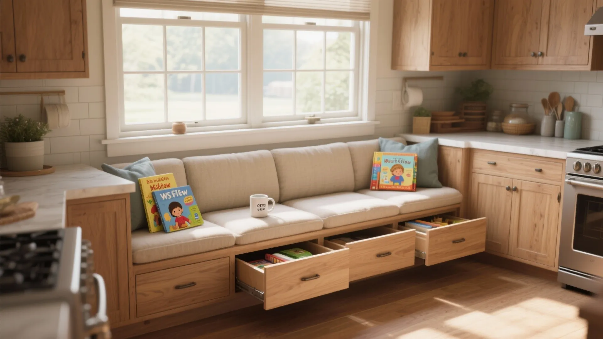 4. Window Seat or Low Bench with Under-Window Storage