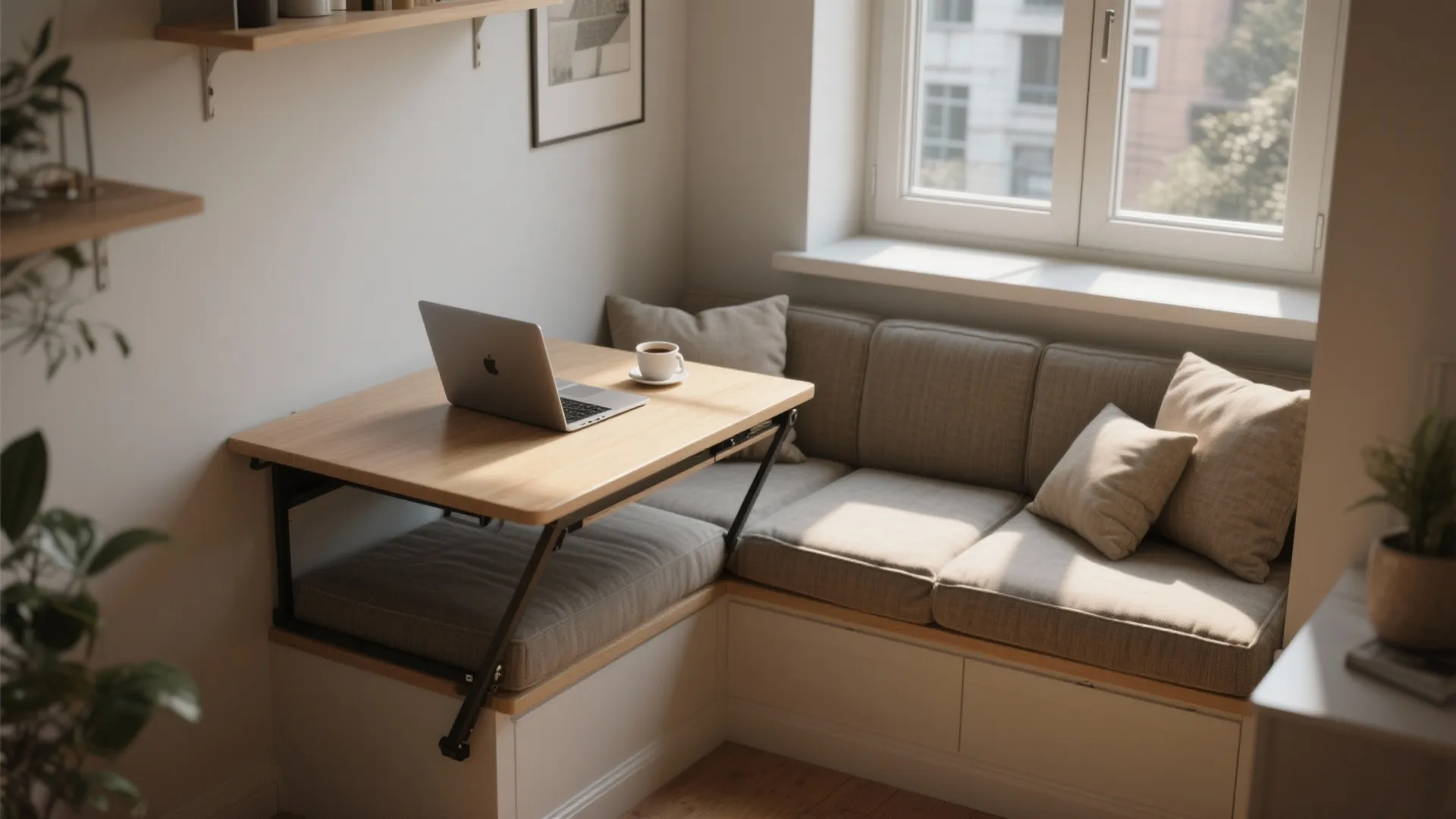 Idea 3: Window seat with fold-down table