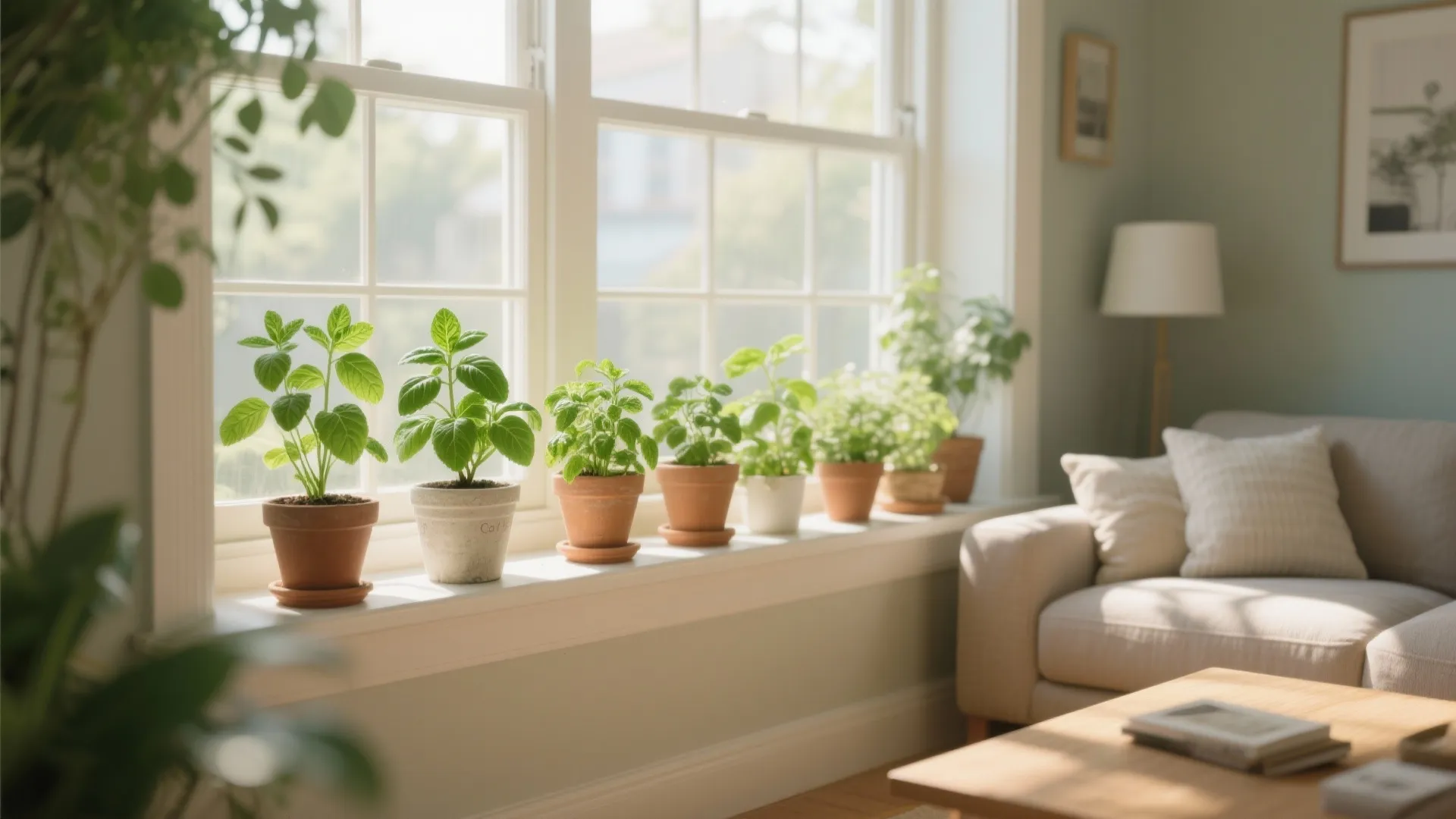 7. Window Sill Herb Display