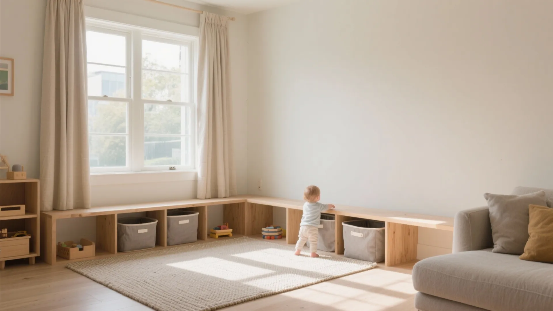 Soft Zone under the Window (Rug + Low Storage)